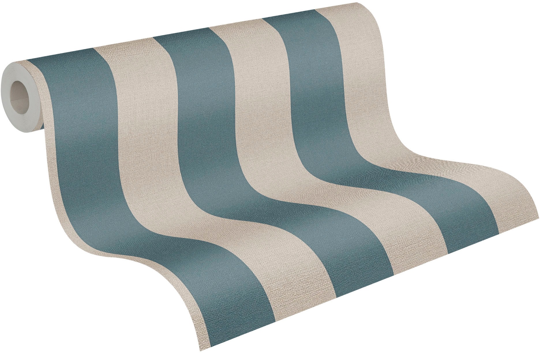 Bricoflor Streifentapete Blau Beige Maritime Tapete in Petrol Ideal für Woh günstig online kaufen