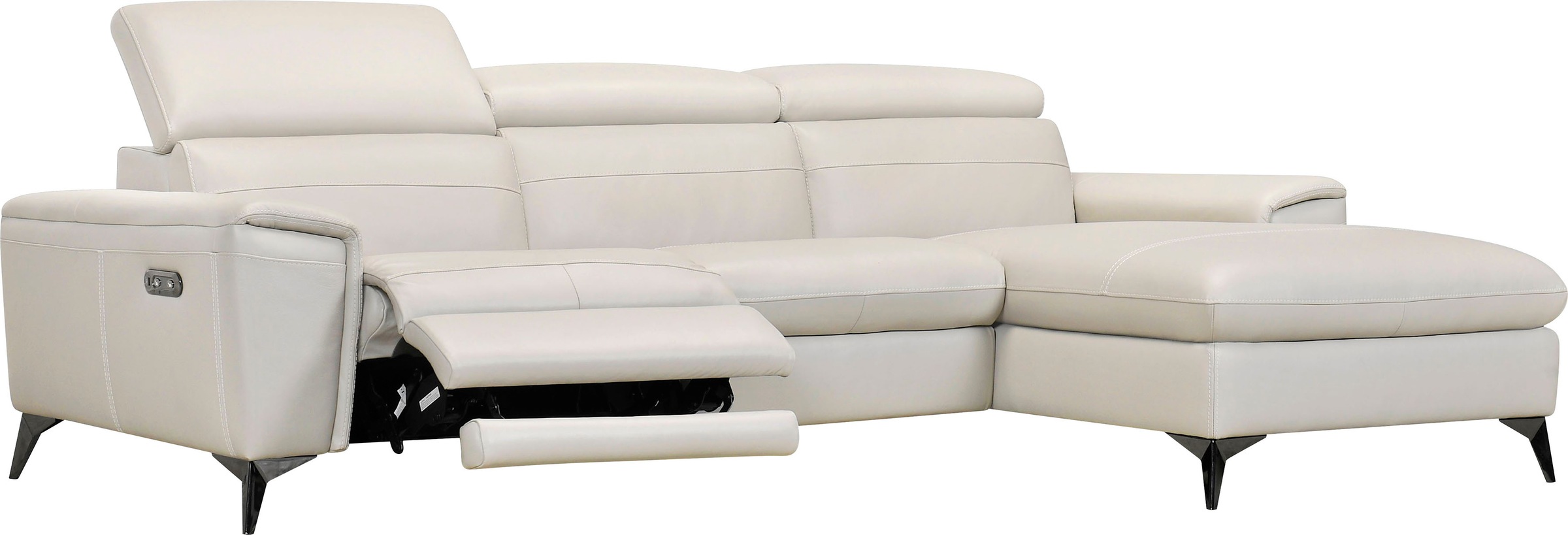 Places of Style Ecksofa »Theron, L-Form, 263 cm,«, elektrische Relaxfunktion, USB-Anschluss, manuelle Kopfteilverstellung