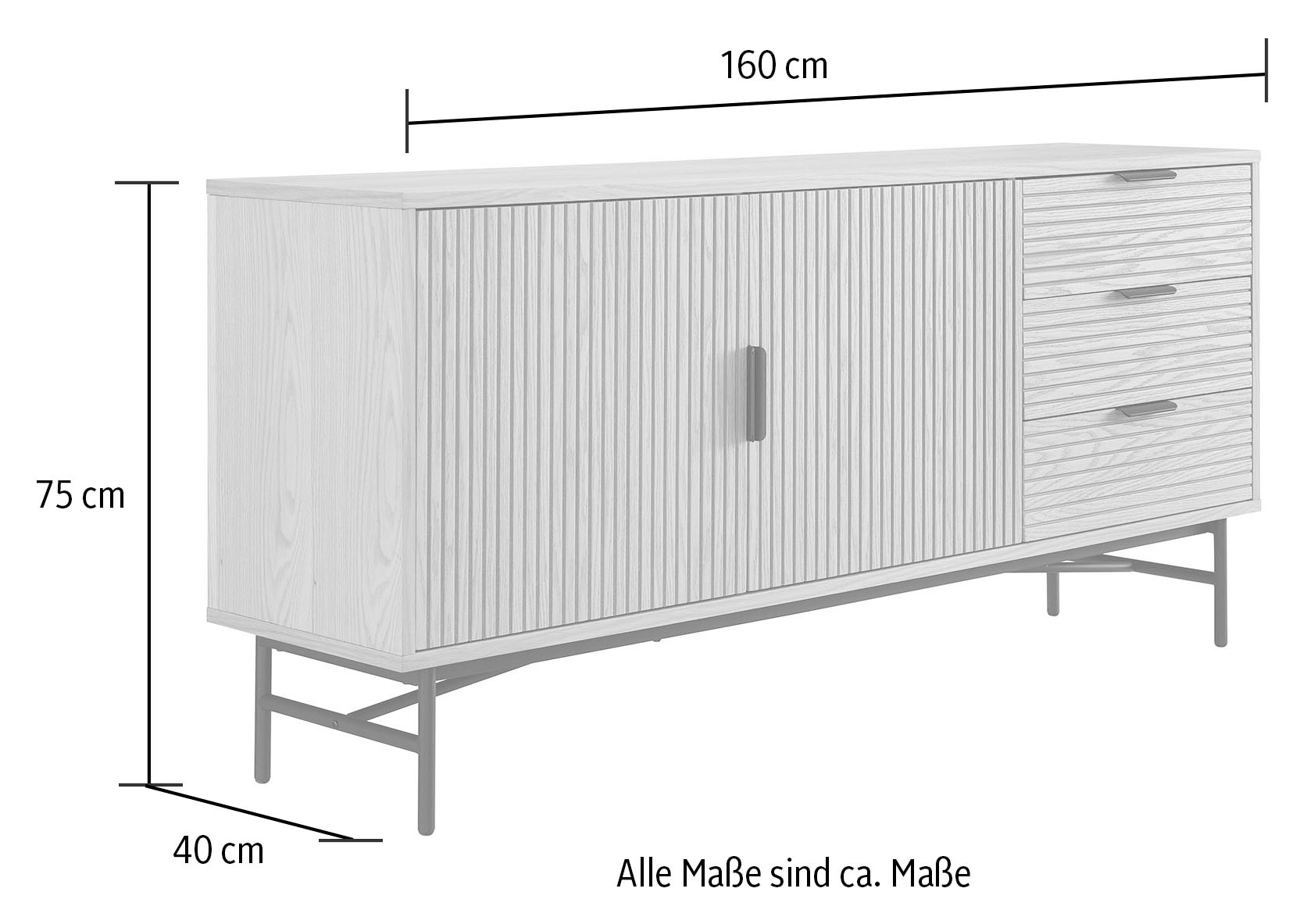 SalesFever Sideboard, Kommode, Eiche Echtholzfurnier, Breite 160 cm