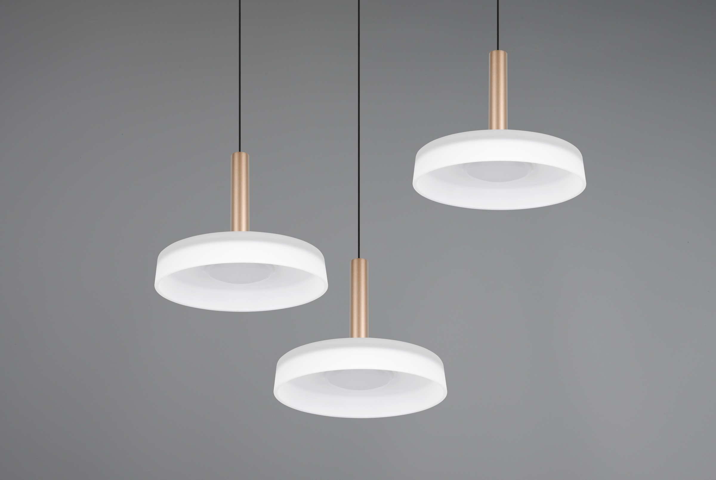 TRIO Leuchten LED Pendelleuchte »CELESTE dimmbare LED Hängelampe aus Metall und Glas, 7,5W, 750 Lumen«, 3 flammig, Leuchtmittel LED-Board | LED fest integriert, 3-flammig einfach höhenverstellbar von 50-200 cm 3-Stufen Dimmfunktion