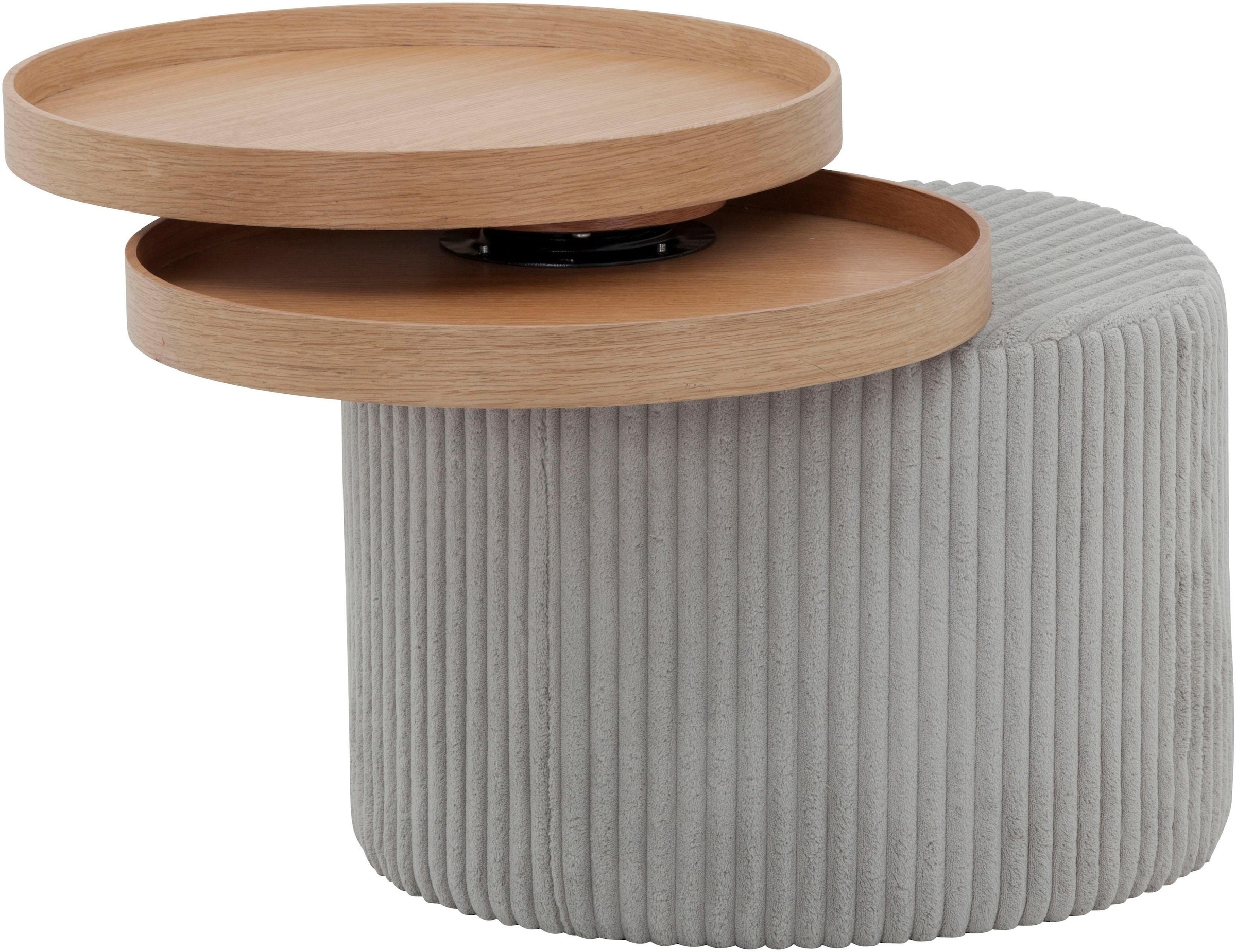 SalesFever Beistelltisch »Beistelltisch in minimalistischer Optik«, Bewegliche Tabletts trifft modernen Cordbezug