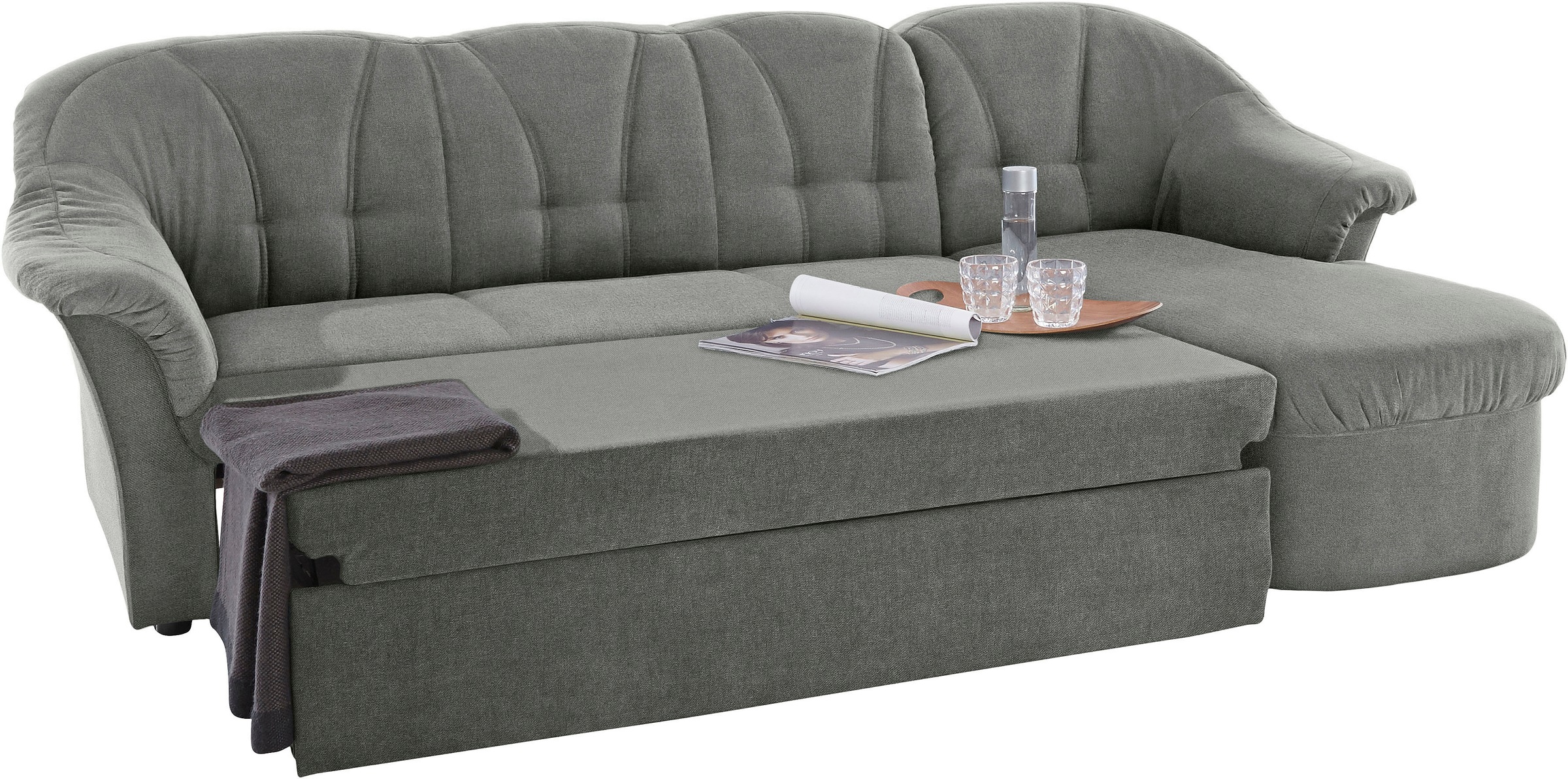DOMO collection Ecksofa »Pegnitz, elegante Rückensteppung, komfortabel, L-Form«, wahlweise mit Bettfunktion