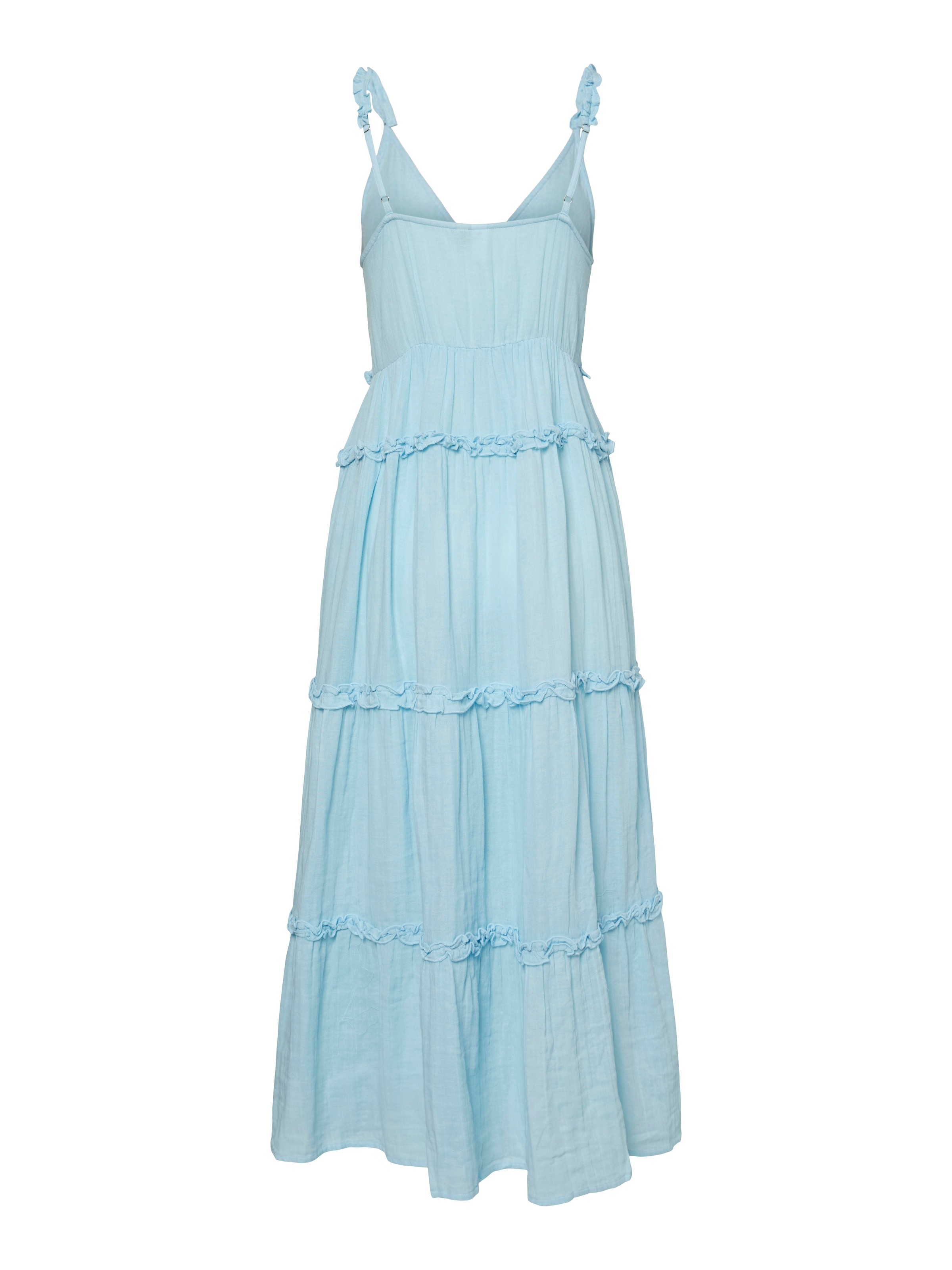 Y.A.S Trägerkleid »YASANINA SL ANKLE DRESS S. NOOS« Sommerkleid mit Rüschen, knöchellang, Baumwolle