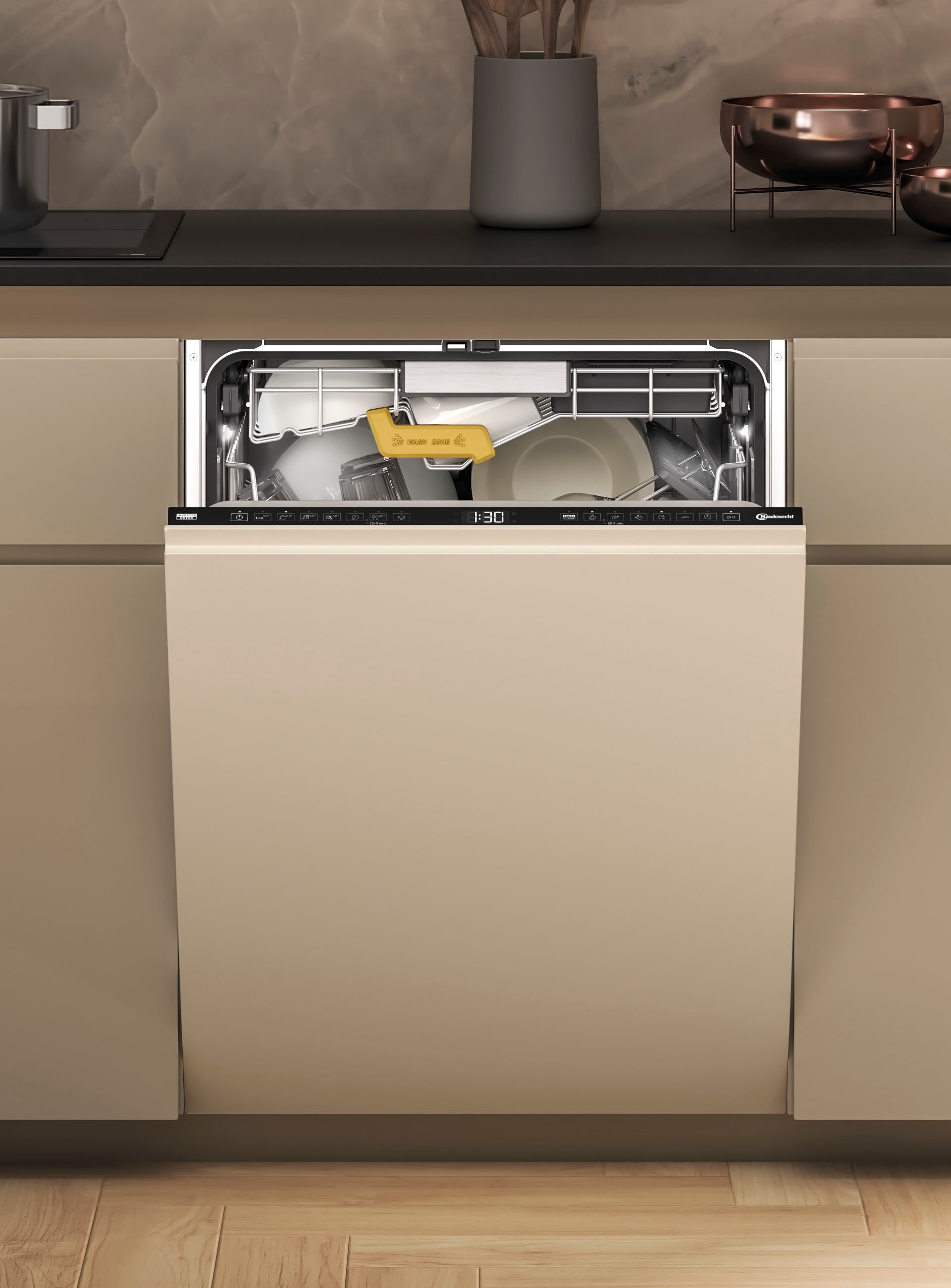 BAUKNECHT vollintegrierbarer Geschirrspüler »OBIC Ecospace 8650«, 14 Maßgedecke, SpaceClean – die 3. Schublade für hohe Gläser und Müslischalen