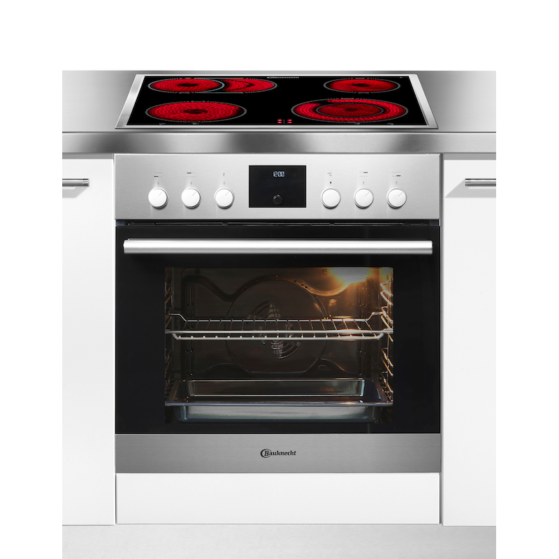 BAUKNECHT Elektro-Herd-Set »HIR4 EP8V PT« Pyrolyse-Selbstreinigung edelstahlfarben Glaskeramik-Kochfeld