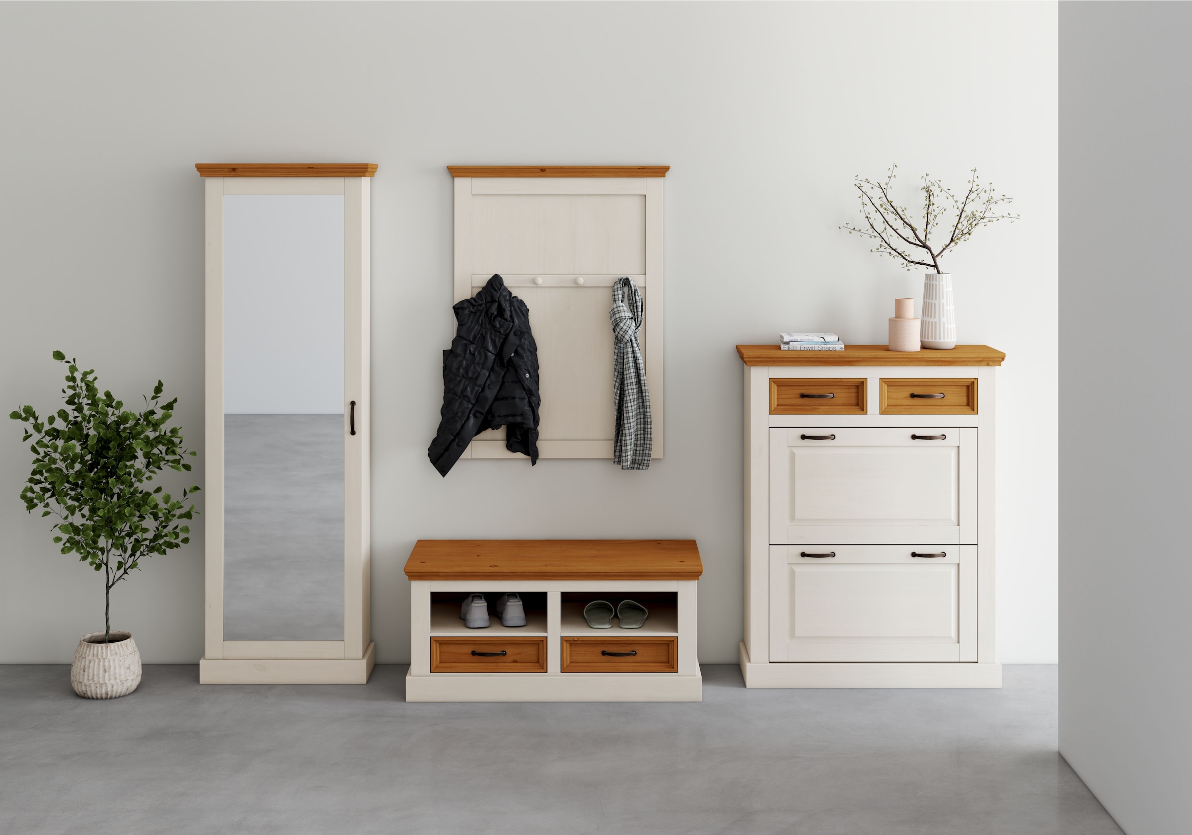 Home affaire Schuhschrank »Selma«, mit Spiegeltür u. 6 Schuhreihen, Breite 60 cm, Höhe 180 cm