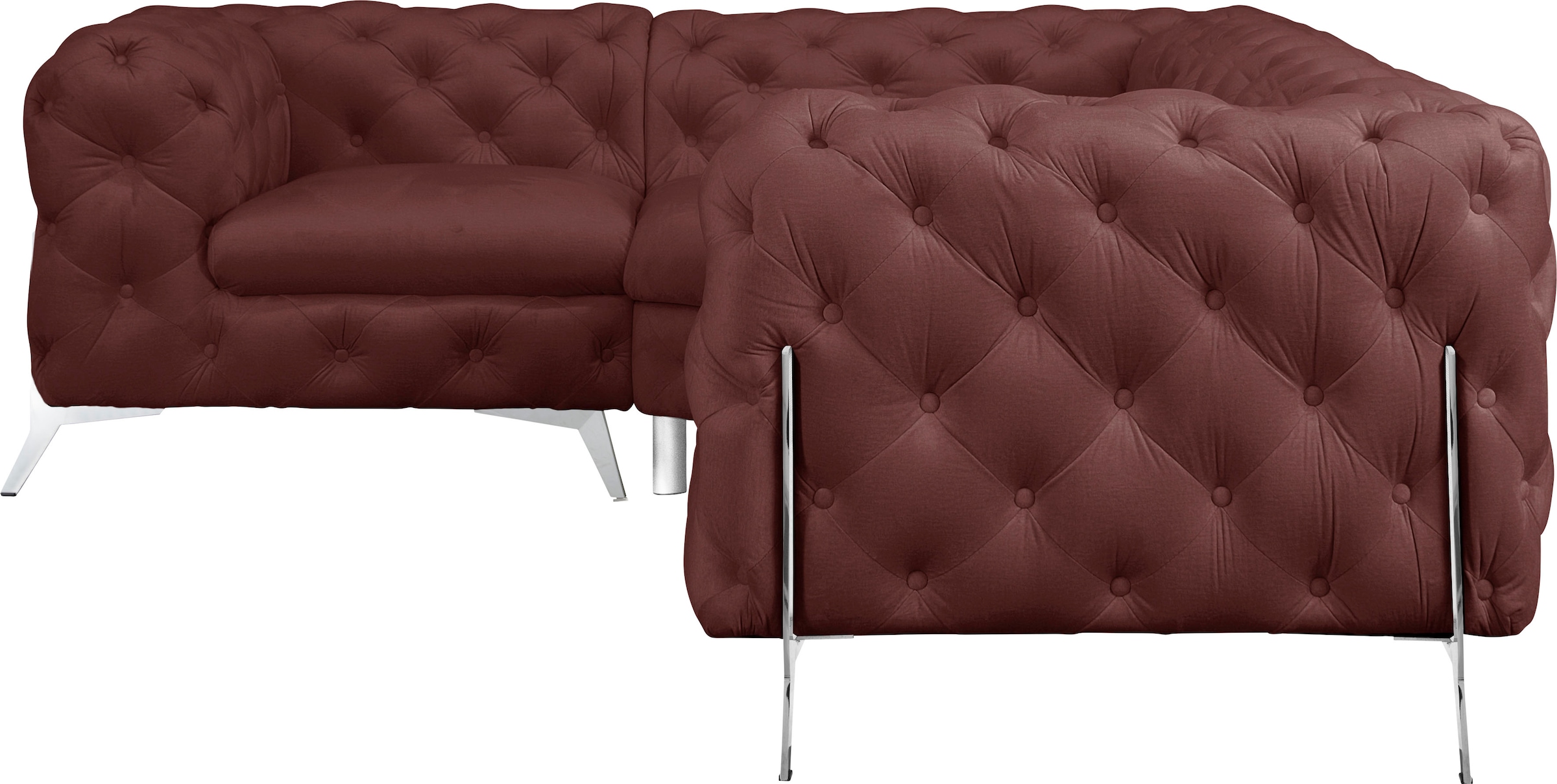 Leonique Chesterfield-Sofa »Amaury L-Form«, moderne Chersterfield-Optik, Breite 262 cm, Fußfarbe wählbar