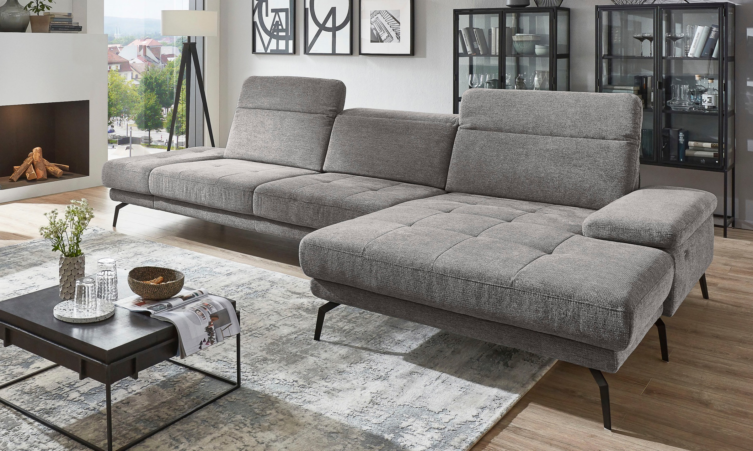 Die PlanBar Ecksofa »MP-IN20126 L-Form mit Federkern-Polsterung«, mit Kopft günstig online kaufen