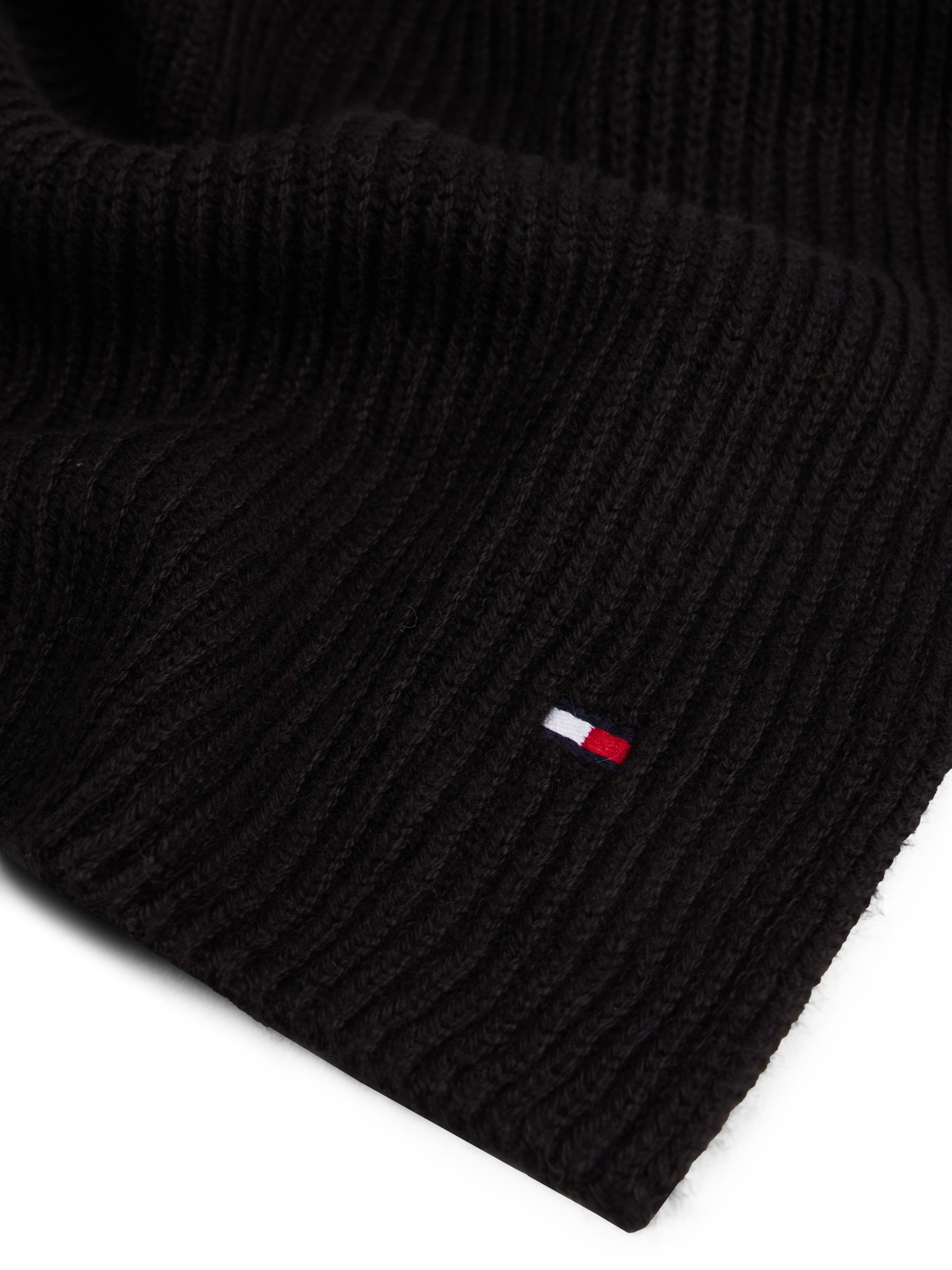 Tommy Hilfiger Strickschal »TH FLAG PIMA COTTON CASH SCARF«, mit Logostickerei, mit Kaschmiranteil Unisex