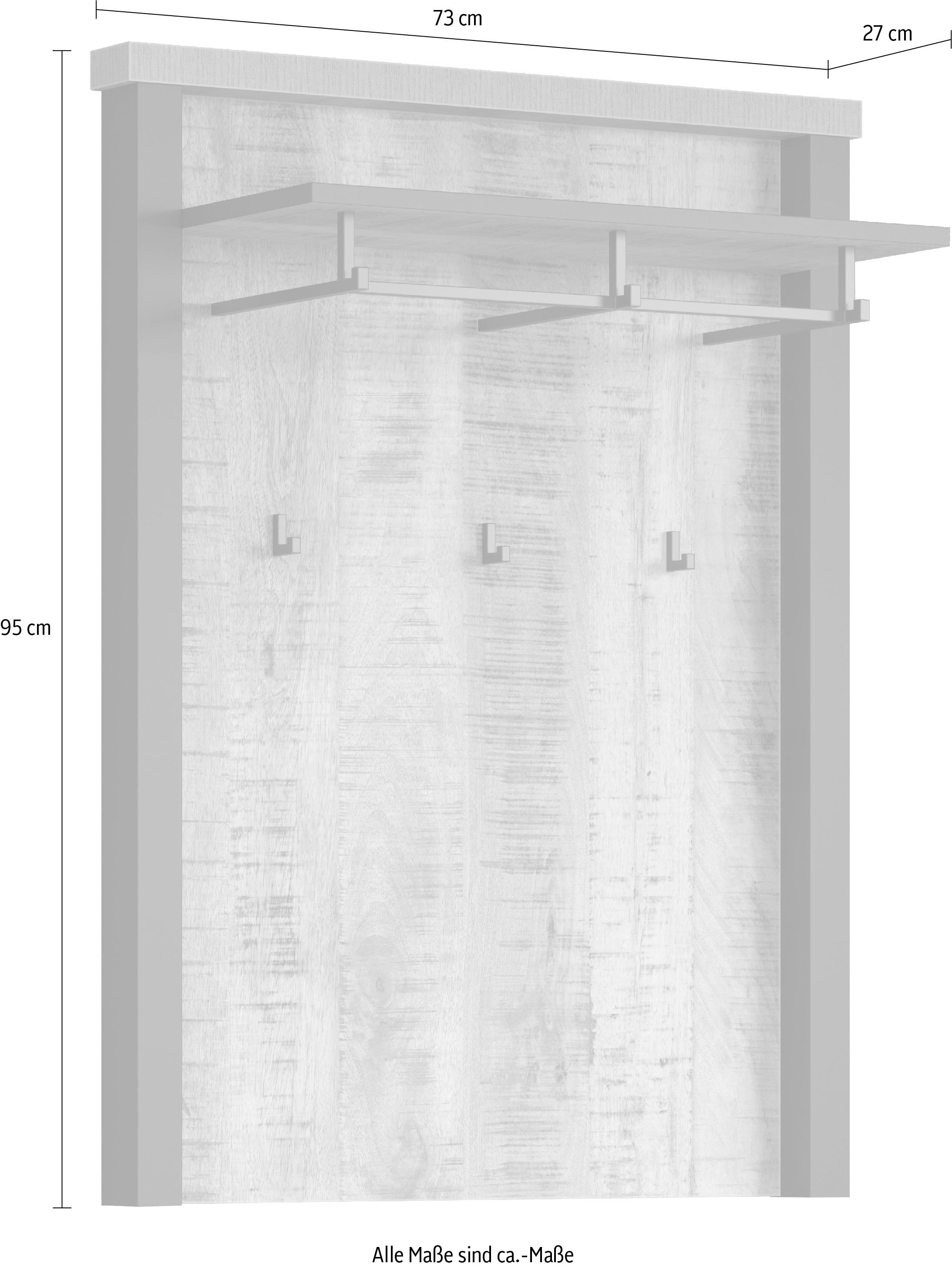 Home affaire Garderobenpaneel »Elda« 1 Stk. tlg. Wandpaneel mit Ablage, 1 Kleiderstange, 3 Haken – (B/T/H) 73/27/95 cm