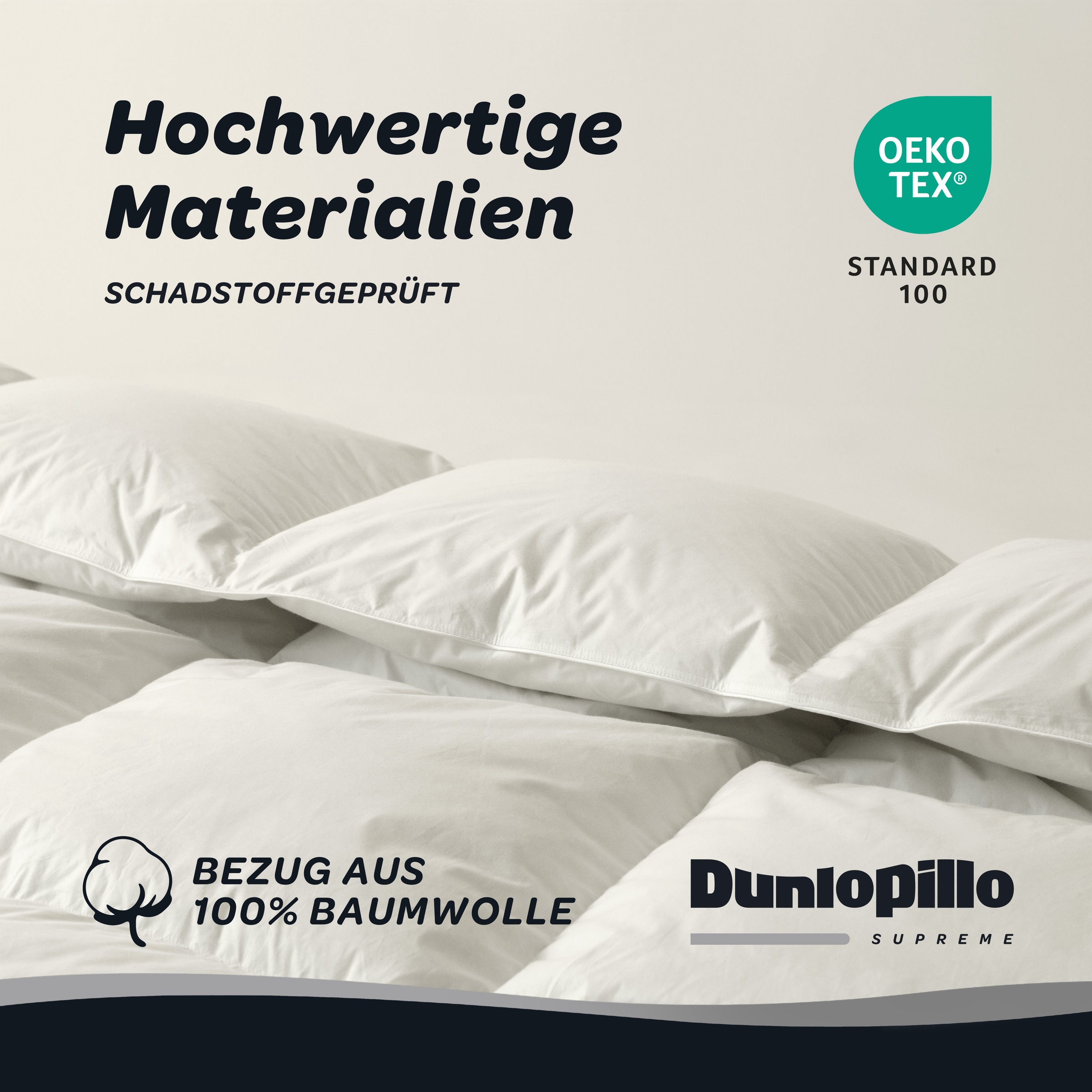 Dunlopillo Gänsedaunenbettdecke »Dunlopillo Supreme, "NEUHEIT" 135x200 & 155x220 cm« leicht Füllung 80% Gänsedaunen & 20% Gänsefedern 1 Stk. tlg. Hergestellt in Deutschland & Downpass zertifiziert