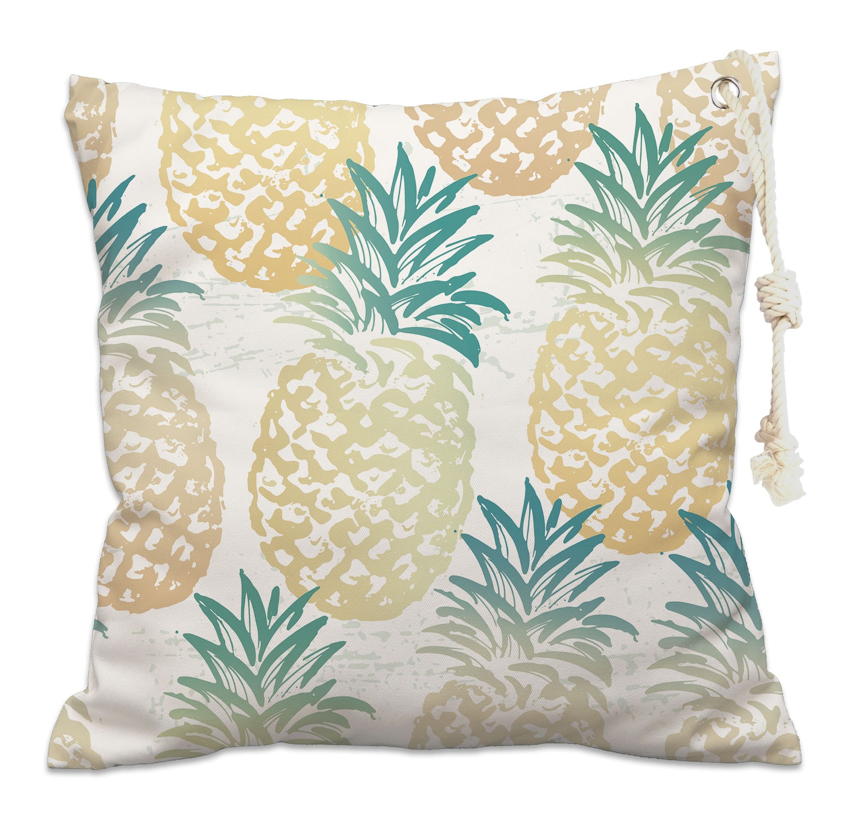 queence Dekokissen »Ananas«, Outdoor-Kissen mit Öse und dicker Stoffkordel