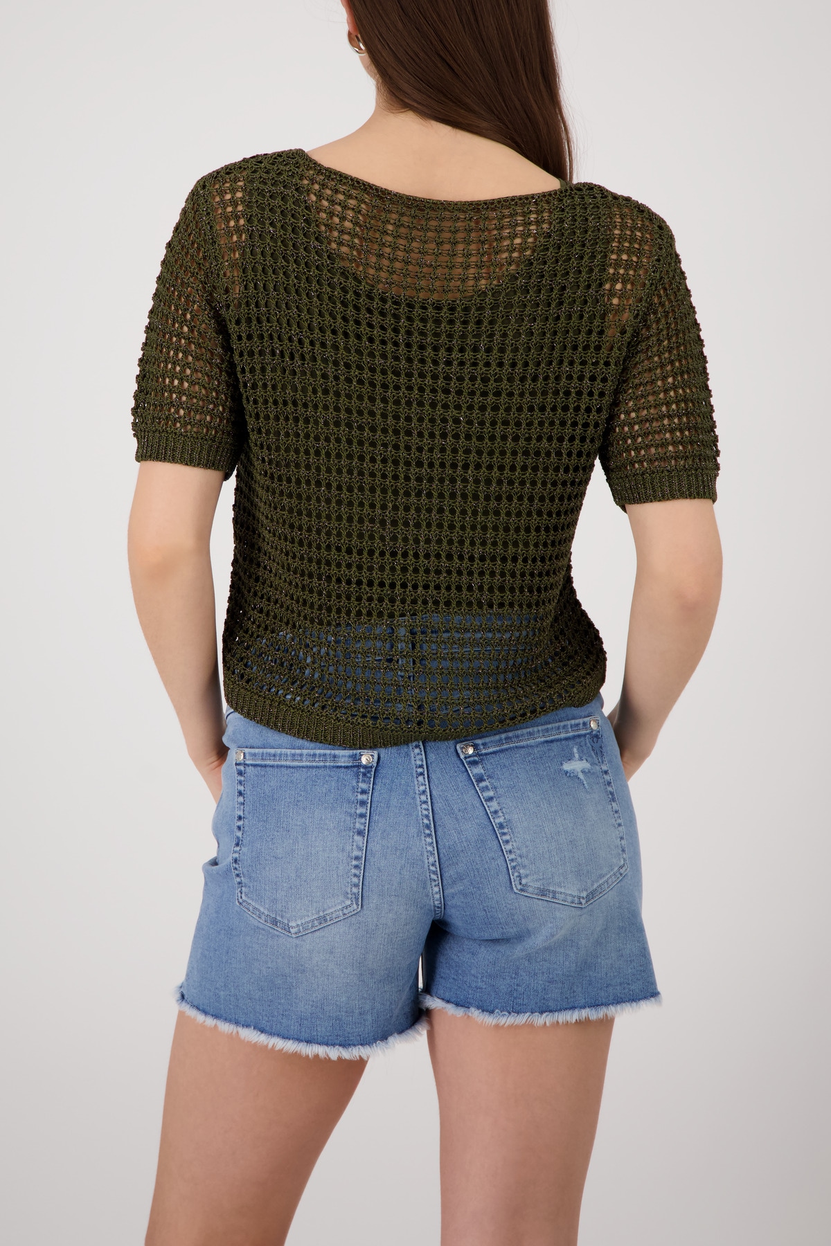 Monari Strickpullover »Pullover Glanzbändchen« Regular fit mit Ajour-Strick