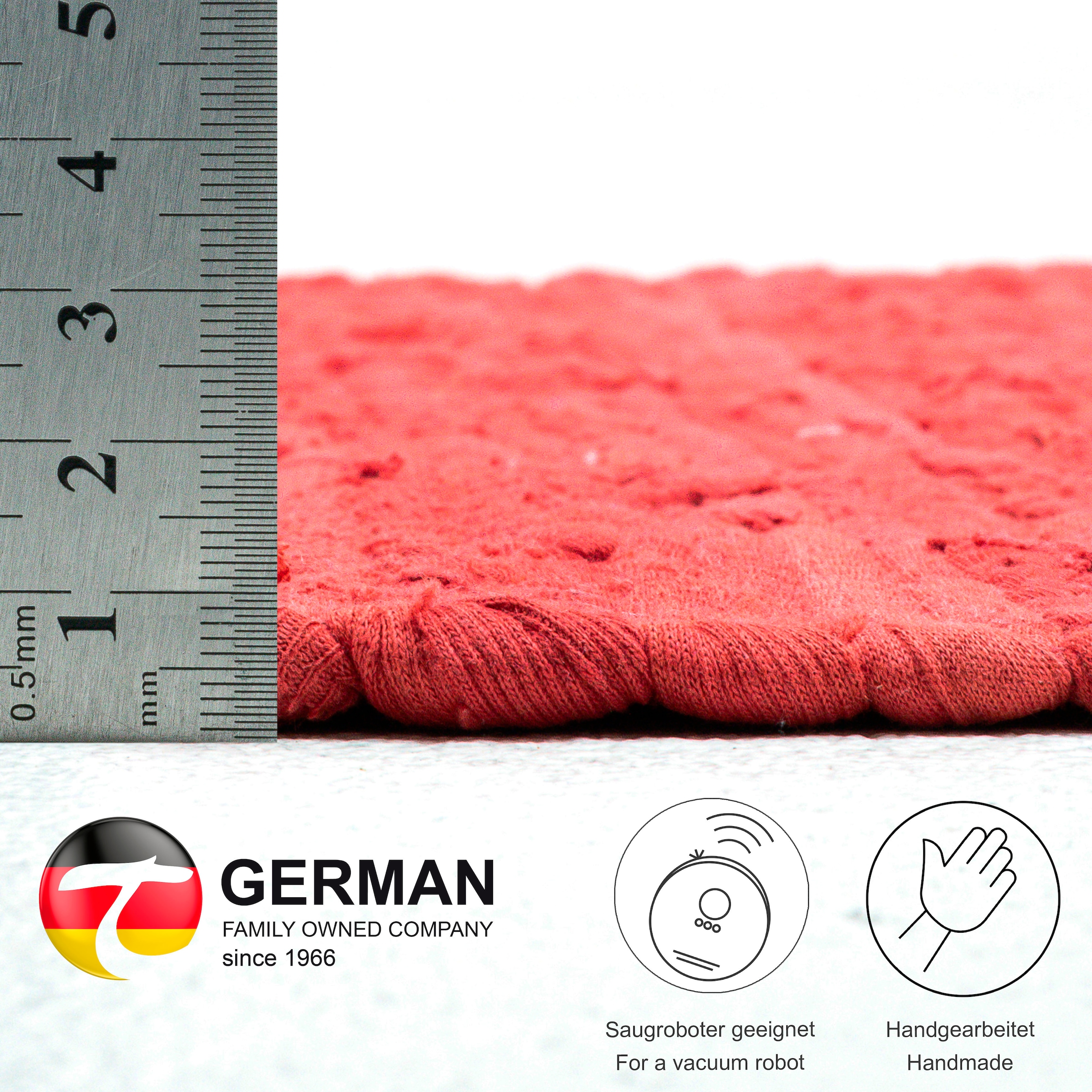 THEKO Teppich »Happy Cotton«, rechteckig, 5 mm Höhe, Handweb Teppich, Flachgewebe, reine Baumwolle, handgewebt, mit Fransen