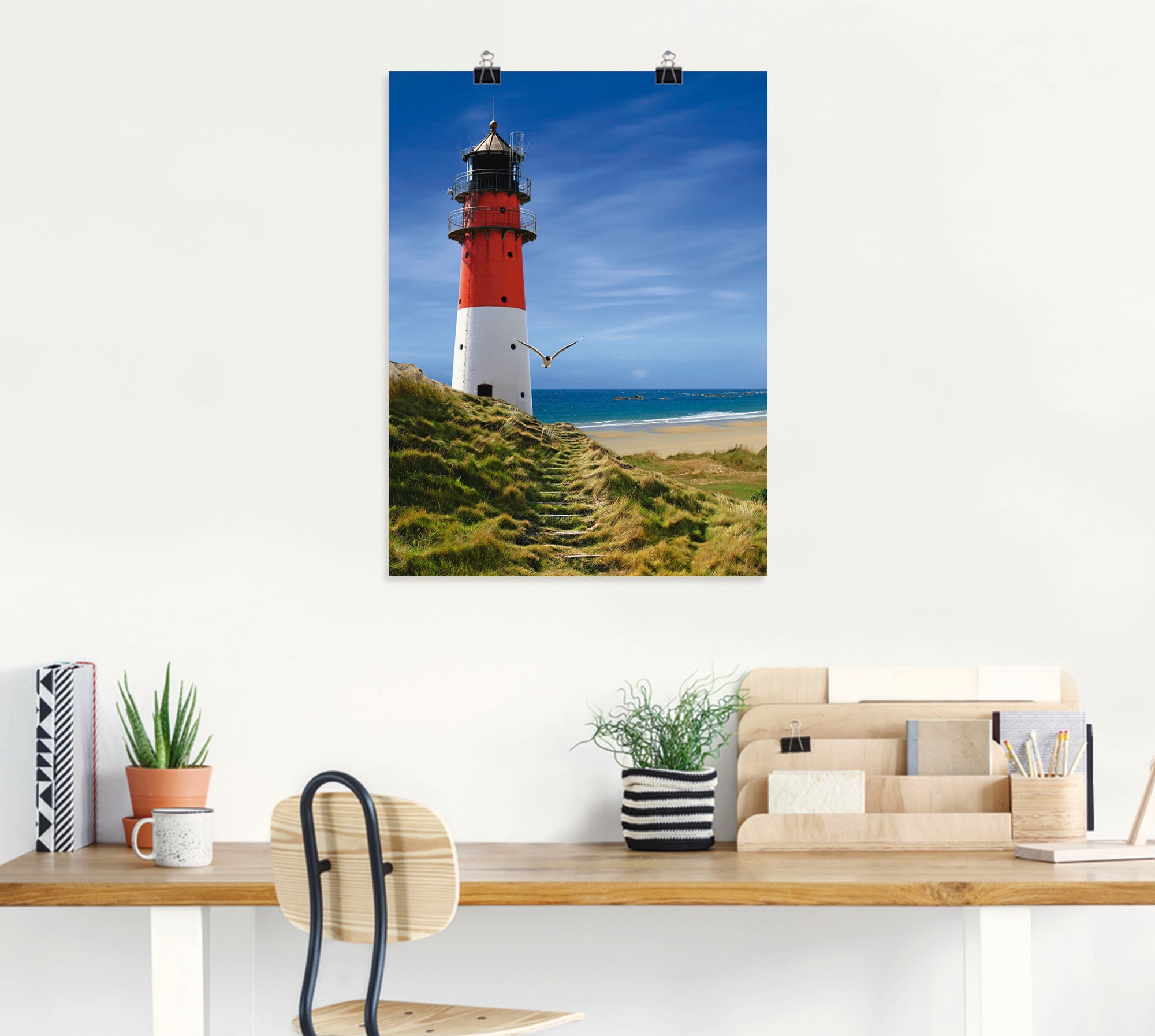 Artland Wandbild »Leuchtturm am Deich«, Gebäude, (1 St.), als Leinwandbild, Poster, Wandaufkleber in verschied. Größen