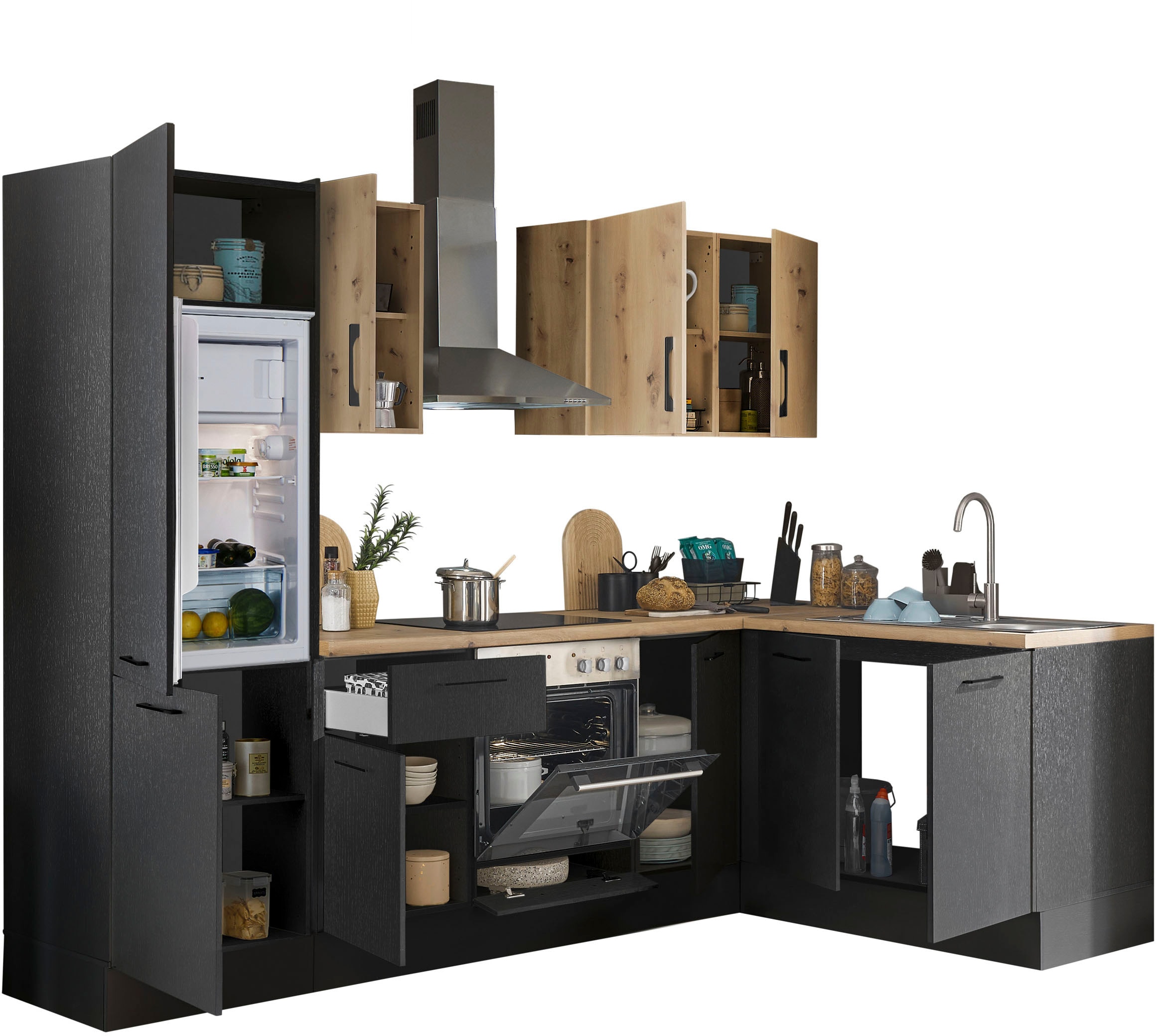 BASIC by Balculina Winkelküche, Breite 270 cm, wahlweise mit E-Geräten