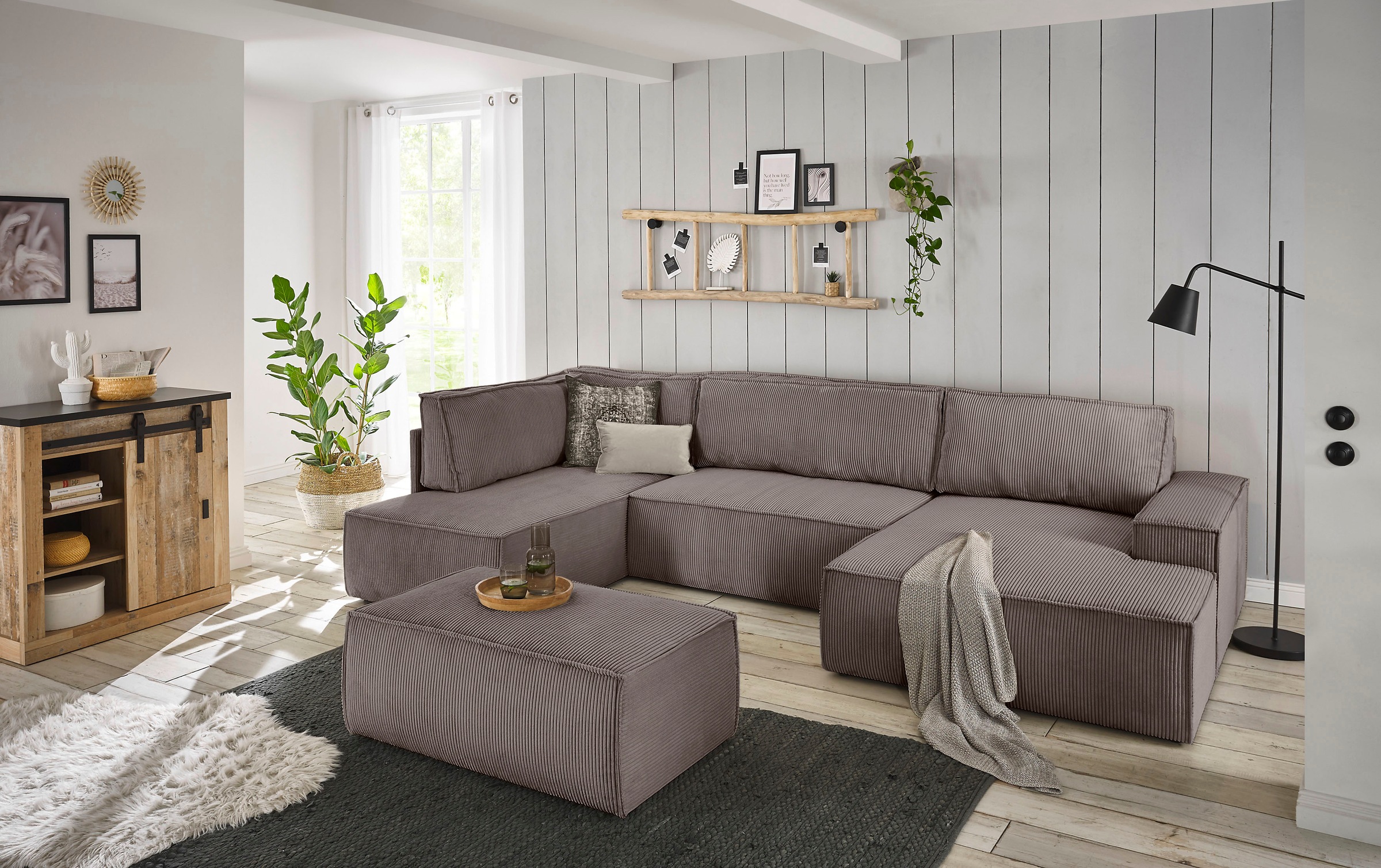 Home affaire Hocker »SHERWOOD, Polsterhocker in 3 Stoffarten verfügbar«, passend zur Polster-Serie SHERWOOD