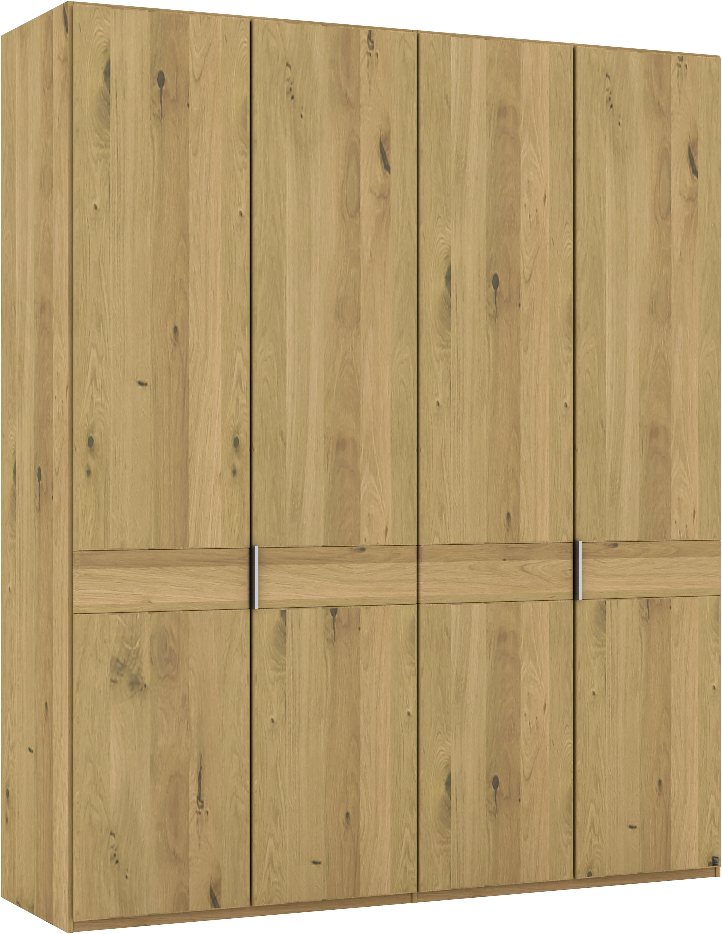 Musterring Drehtürenschrank »Savona, Kleiderschrank, Schrank, Garderobe, teilmassiv Eiche«, (mit Türdämpfern, in 5 Breiten & 2 Höhen, extra Böden, MADE IN GERMANY), Türen in Bianco-Eiche massiv, mit Querriegel, verschiedene Größen