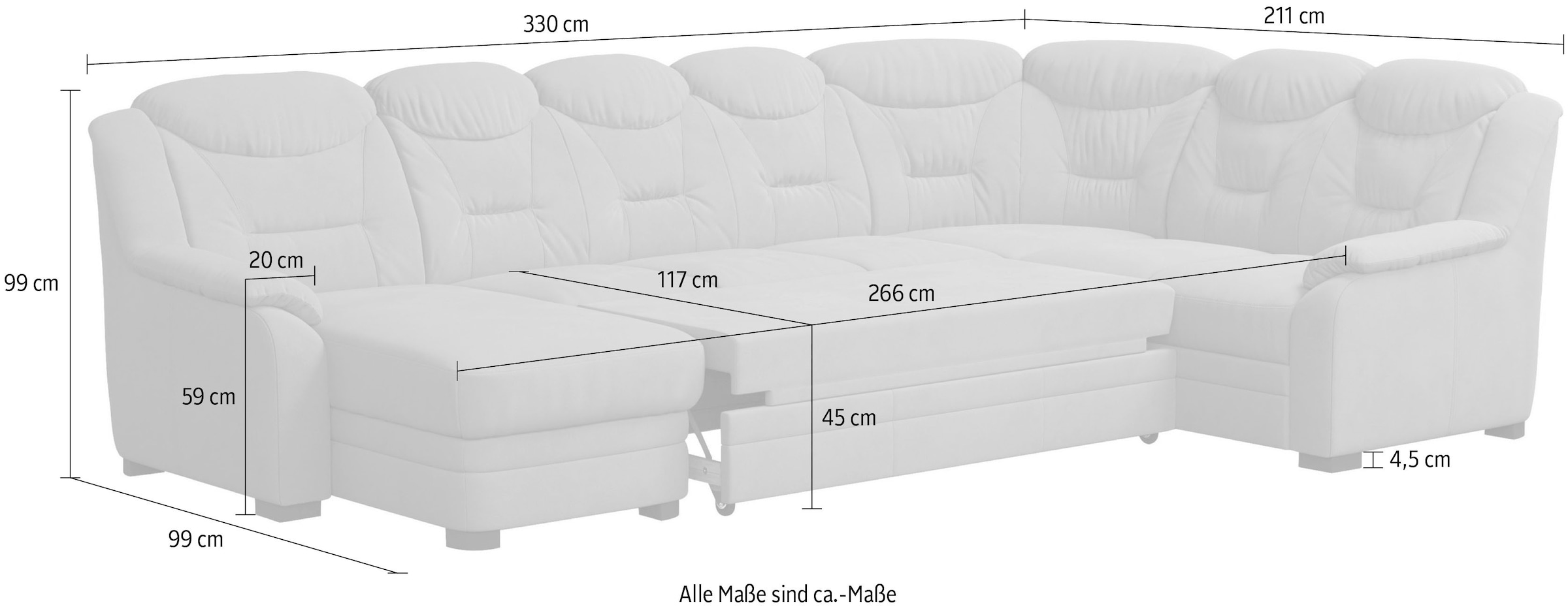 COTTA Wohnlandschaft »Marcus U-Form«, wahlweise mit Bettfunktion & Stauraum