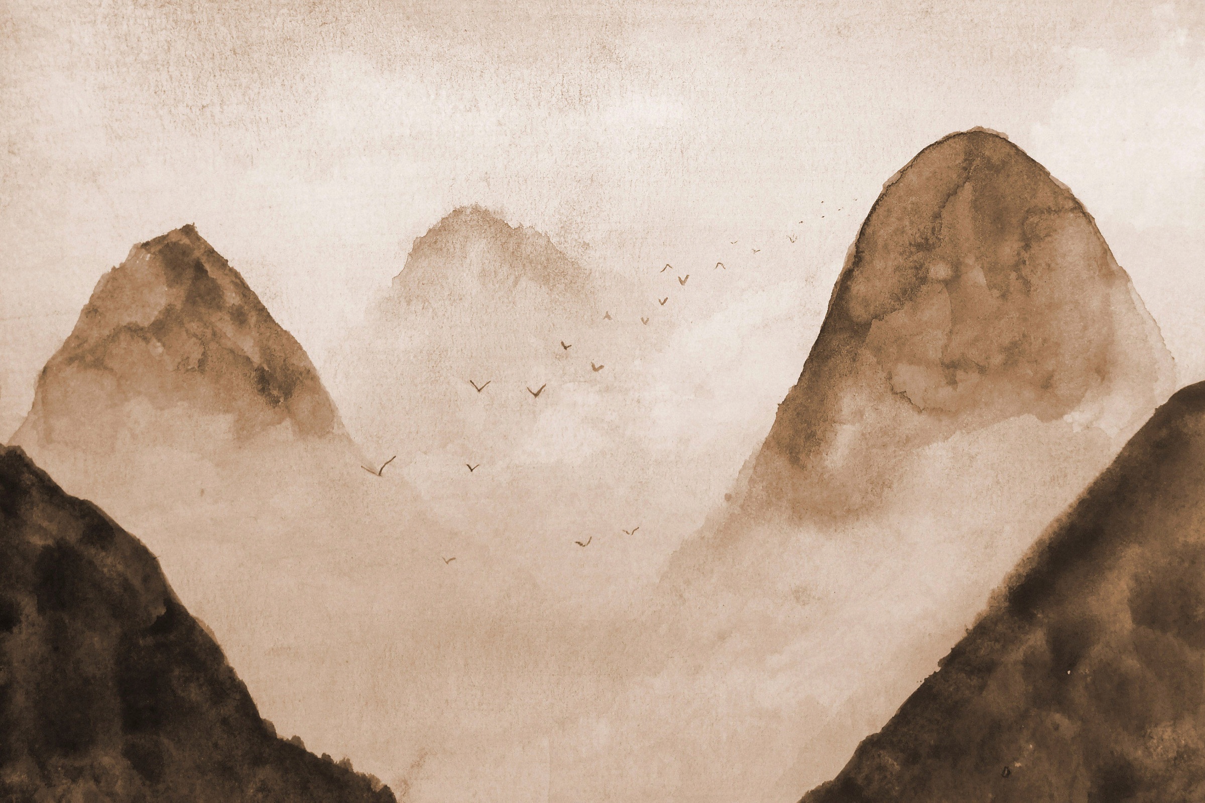 A.S. Création Leinwandbild »Misty Rocks«, Kunst-Berge-Kinder, (1 St.), Nebel Keilrahmen Berg Gebirge Landschaft Leinwand-Bild Wohnzimmer Wand
