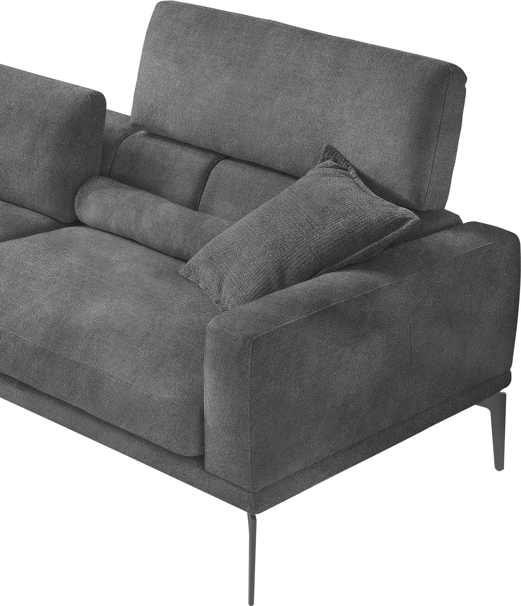 Egoitaliano Ecksofa »Masu, Design trifft sensationellen Sitzkomfort«, inkl. 2 Kissenrollen, Rückenelemente manuell verstellbar, Metallfüße
