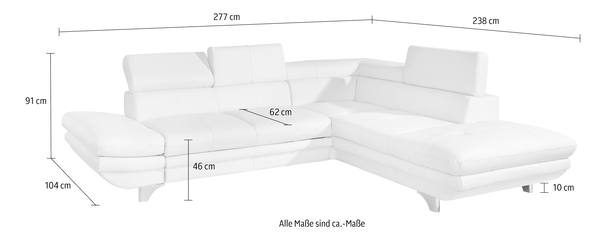 COTTA Ecksofa »Enterprise L-Form«, mit Arm- & Kopfteilverstellung, wahlweise mit Bettfunktion