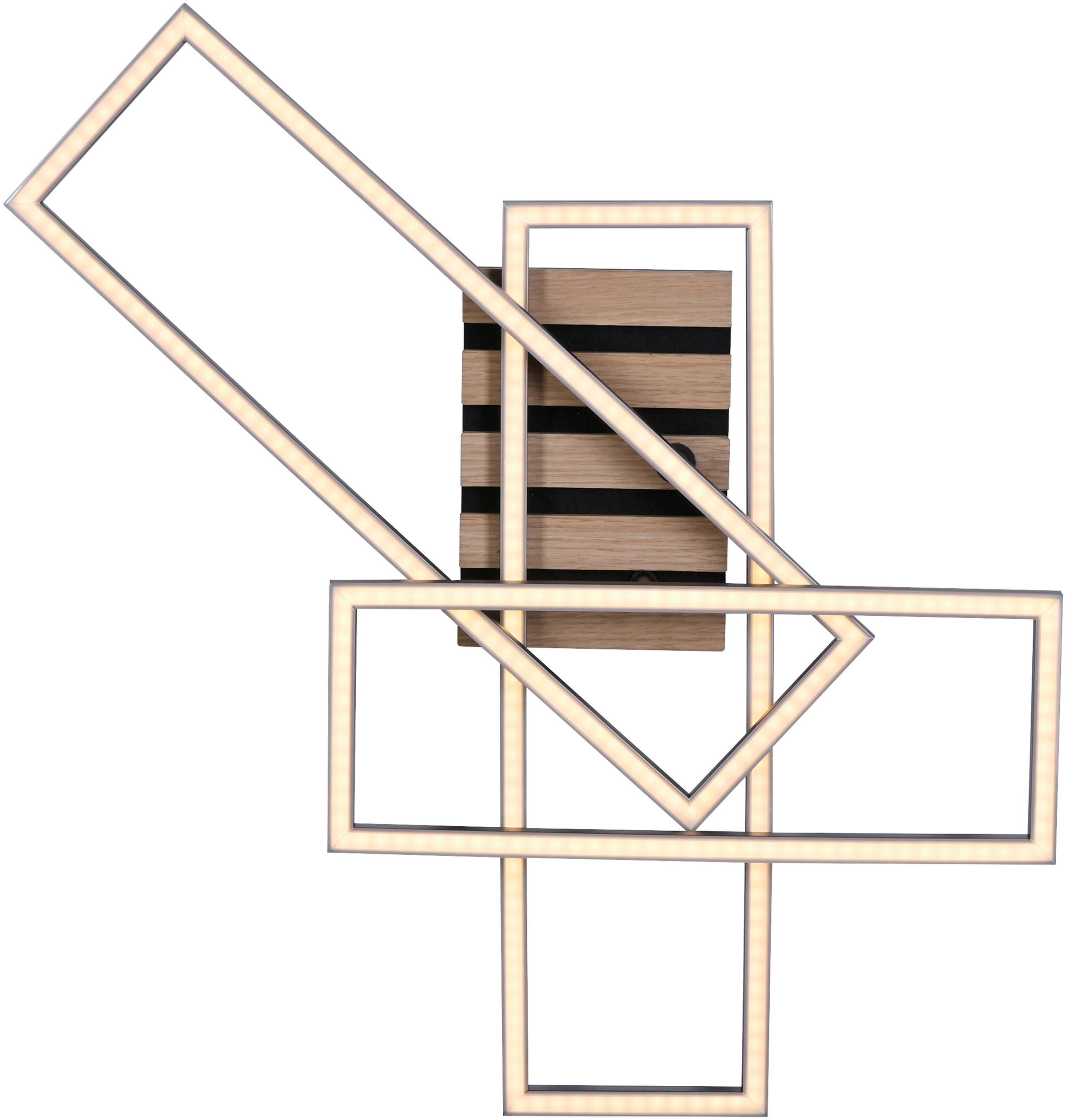 JUST LIGHT LED Deckenleuchte »AKUSTIKA« LED-Board 1 Stk. Warmweiß Eichenfurnier und schwarz, Rahmen drehbar