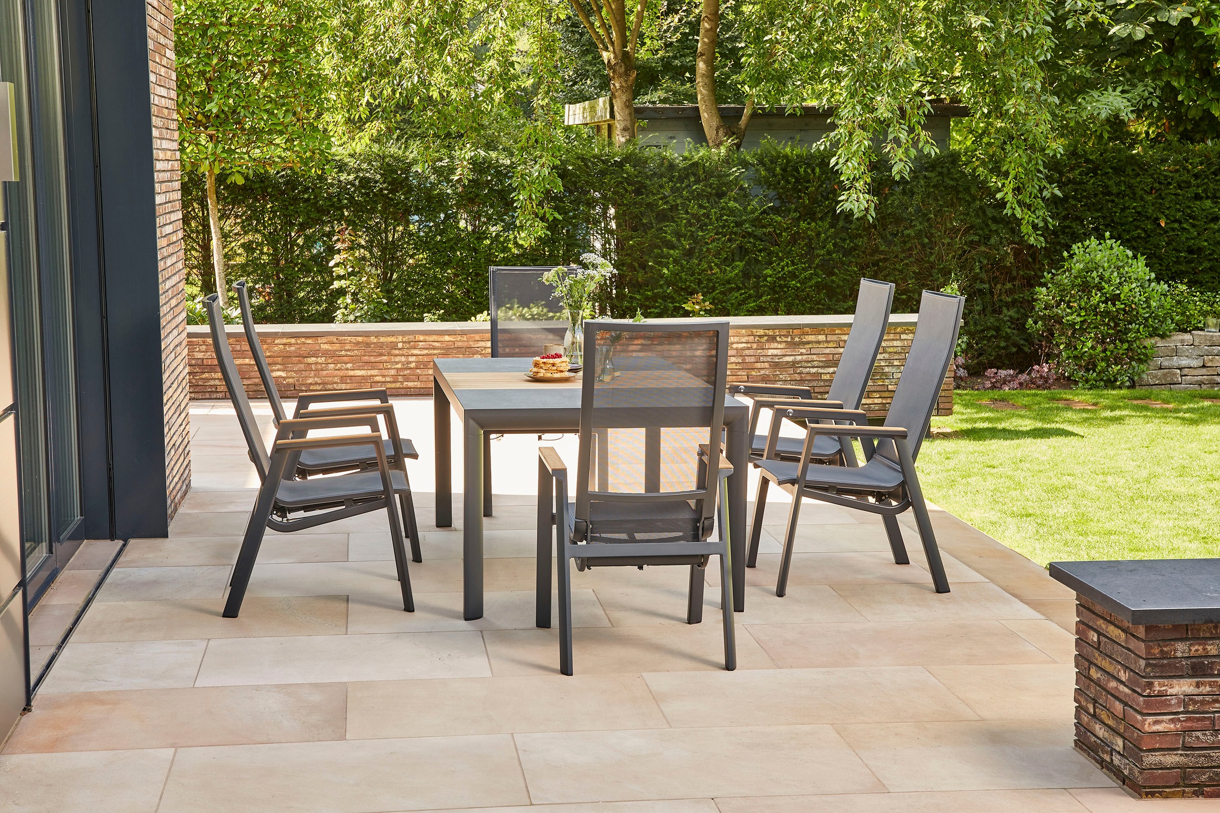 Siena Garden Garten-Essgruppe »Rondo«, (Set, 5 tlg.), bestehend aus 4 Sesseln und 1 Tisch
