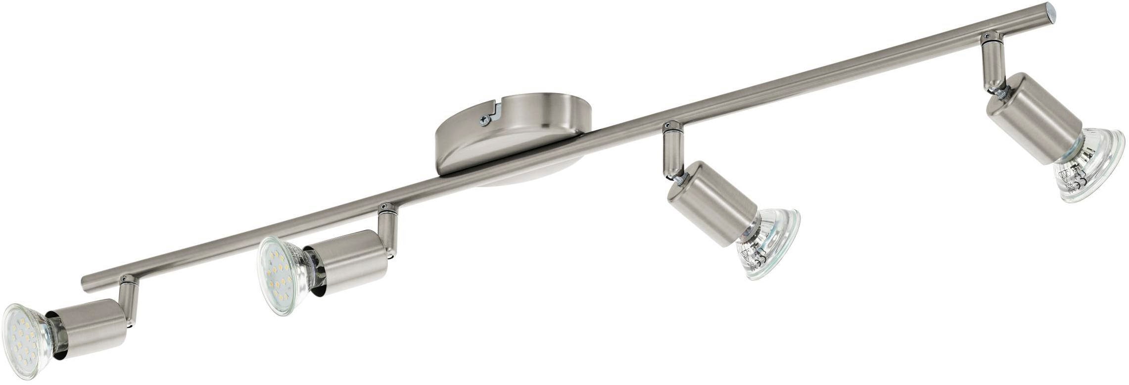 EGLO Deckenleuchte »Buzz-LED Deckenleuchte, Deckenstrahler aus Metall, Küchenlampe, GU10« GU10 1 Stk. Spot - L68,5 x B6,5 cm - nickel-matt - 4X2,8W inkl.