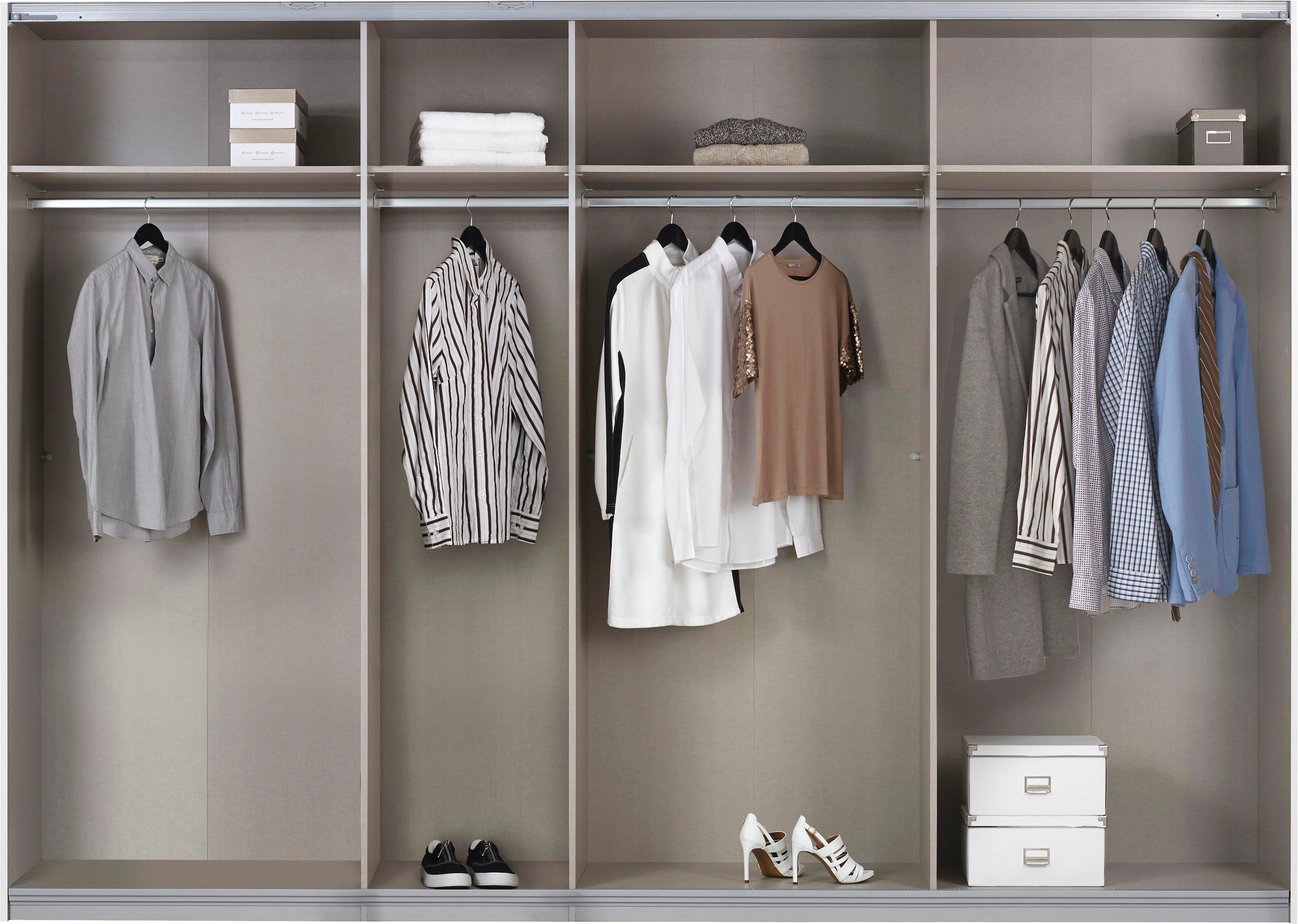 rauch Schwebetürenschrank »Quadra BESTSELLER Schrank Schlafzimmerschrank in vielen Breiten«, Kleiderschrank Garderobenschrank mit Glaselementen