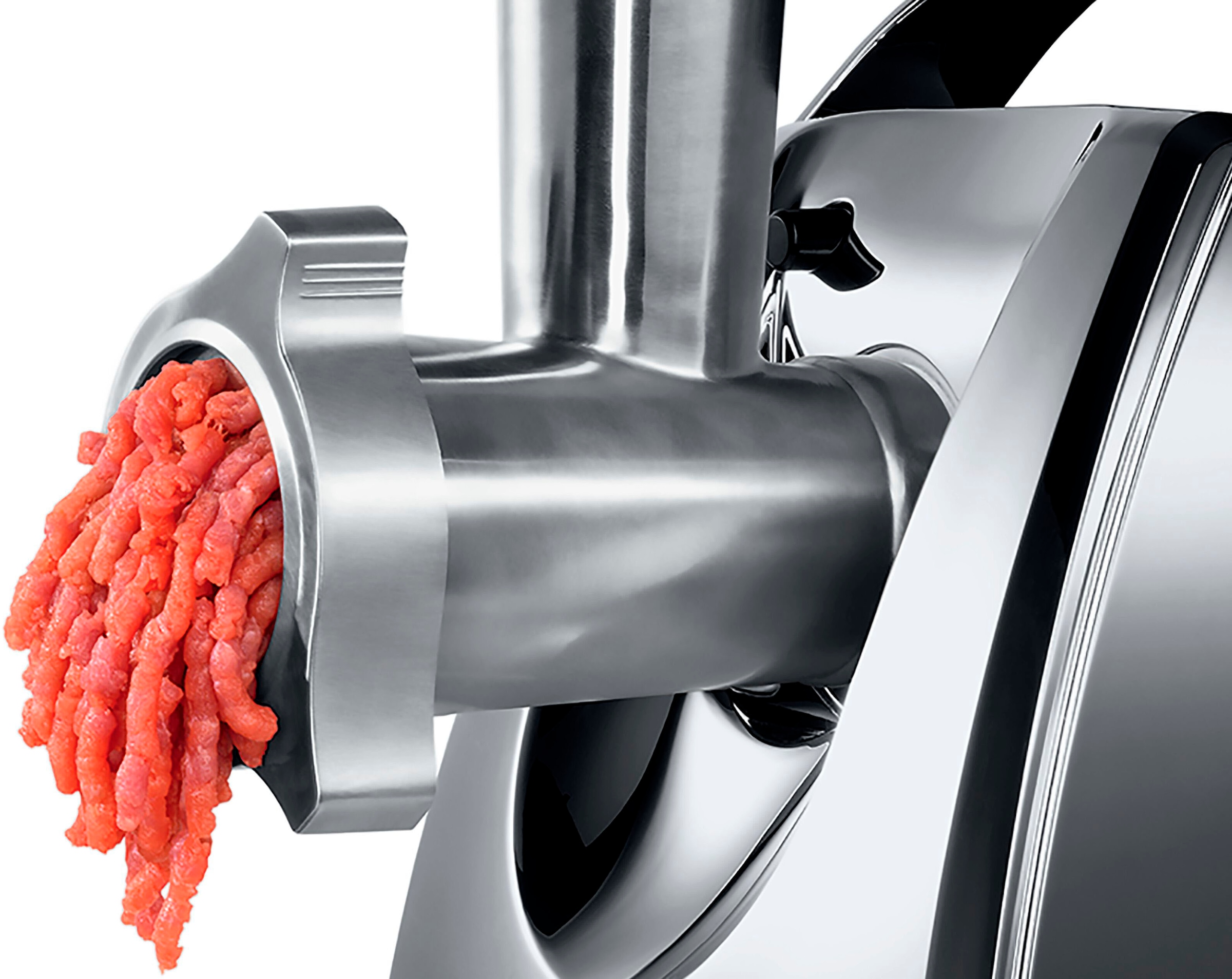 BOSCH Fleischwolf »ProPower MFW67440, 2000 W Blockierlei., Rücklauf, Durchlaufschnitzler«, 700 W, 3 Lochscheiben Edelstahl (3, 4,8, 8mm), Wurst-, Kebbe-Aufsatz