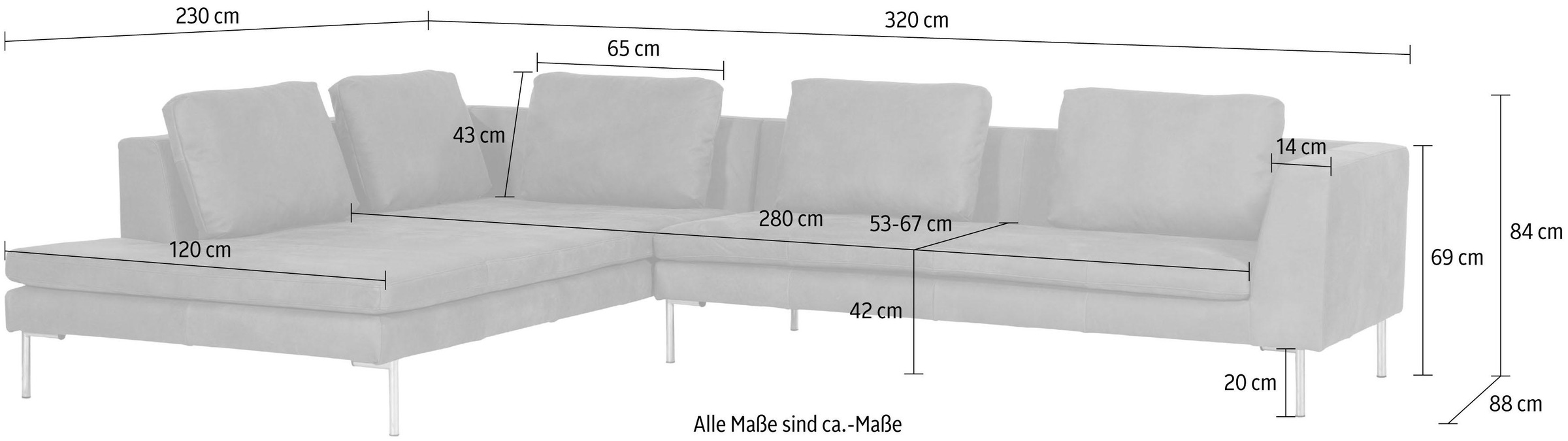 Alte Gerberei Ecksofa »Ellena, L-Form«, inkl. Rückenkissen, Ottomane wahlweise rechts oder links