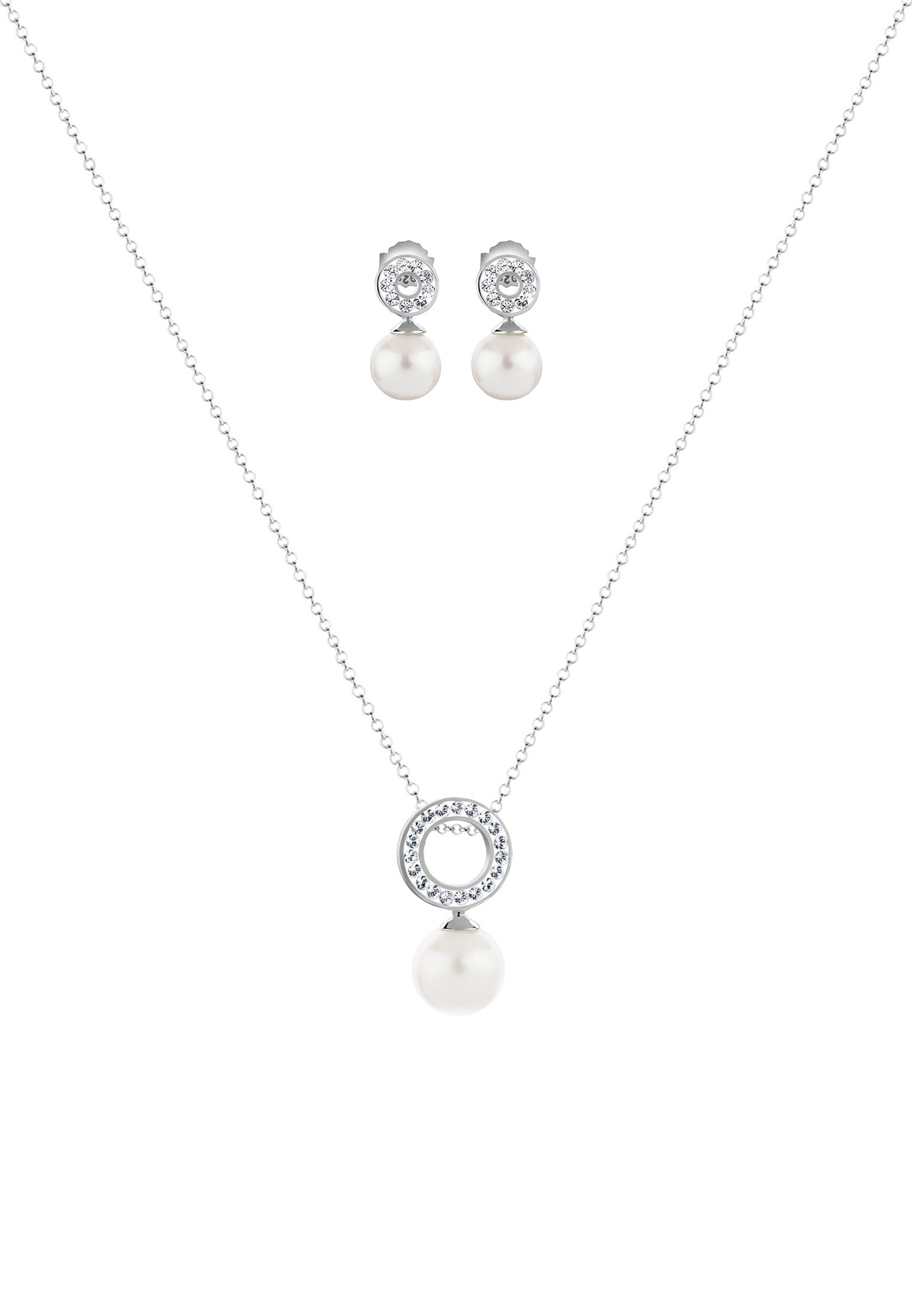 Nenalina Schmuckset »Kreis Kristalle Perlen 925 Silber«
