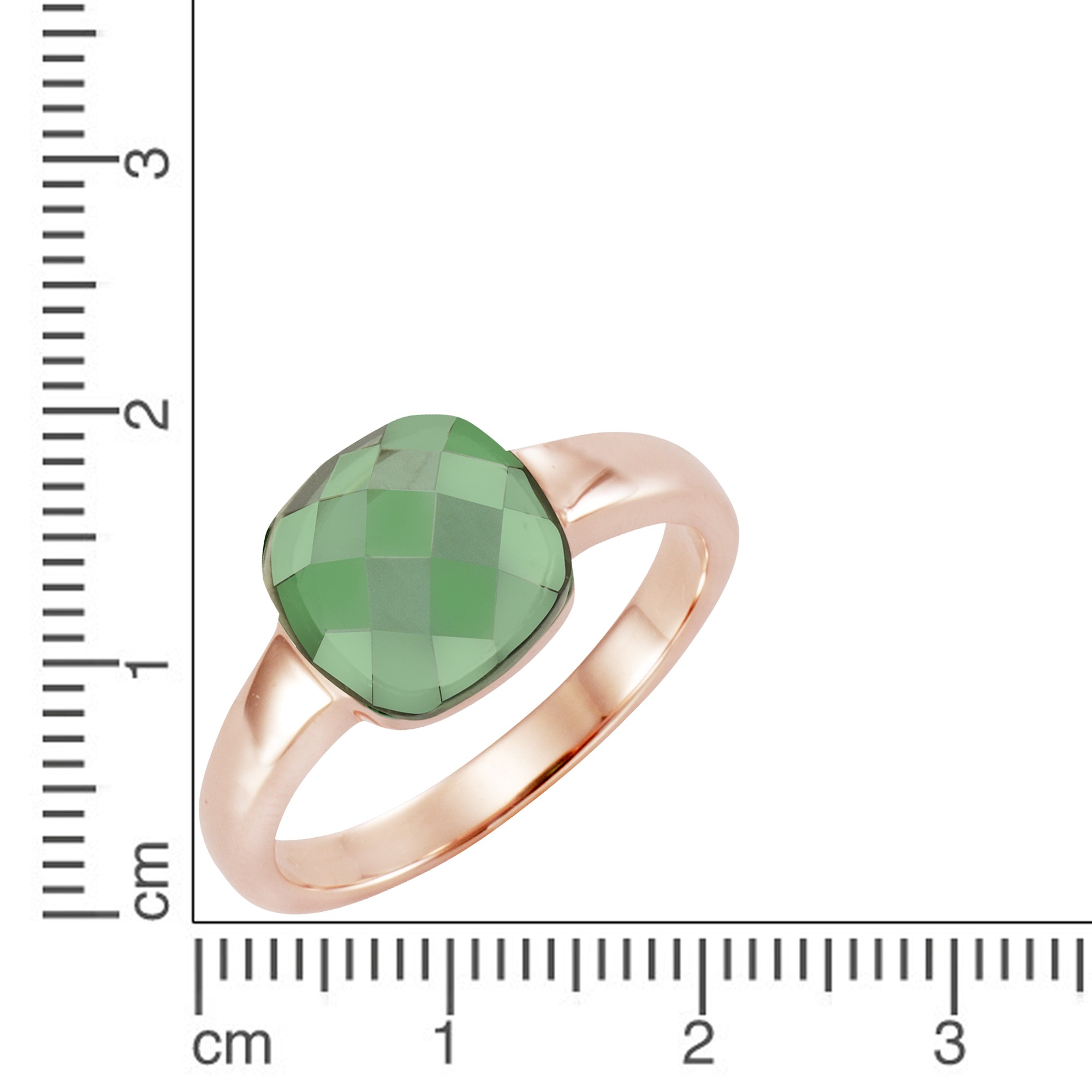 Jamelli Fingerring »Silber 925 rosé-vergoldet mit grünem Quarz-Stein (beh.)«