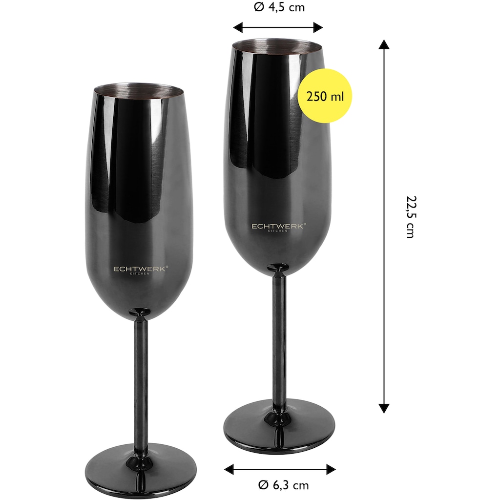 ECHTWERK Champagnerglas, (Set, 2 tlg.), Sektglas, Sektkelch, Champagnerkelch, bruchsicher, 250 ml