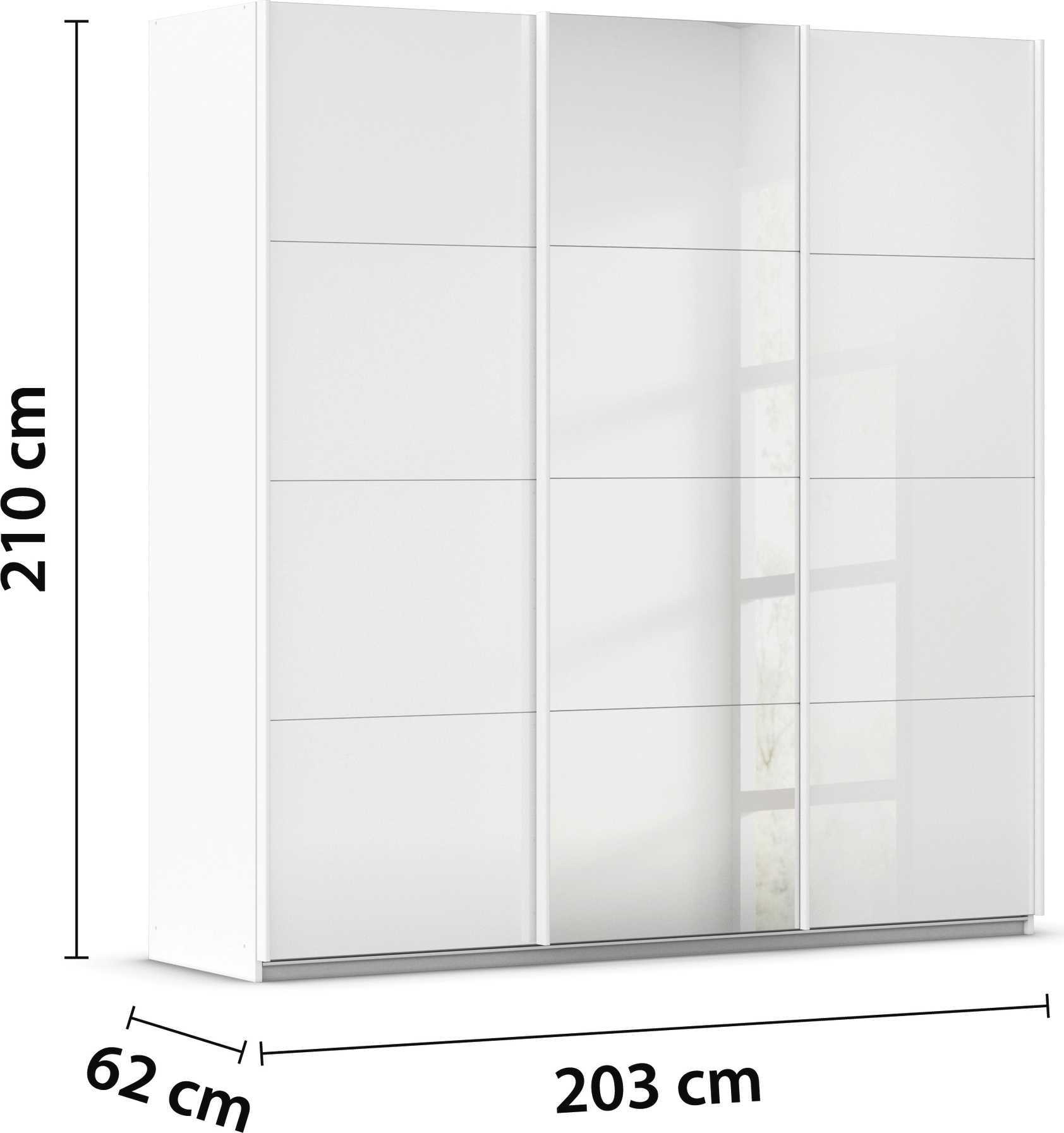OTTO home Schwebetürenschrank »Kleiderschrank Kleiderschränke Schrank Garderobe AGORDO mit Glasfront« Breiten 203/271/315/360 cm, Höhen 210/229 cm,  durchdachte Innenausstattung, in 4 Breiten und 2 Höhen MADE IN GERMANY