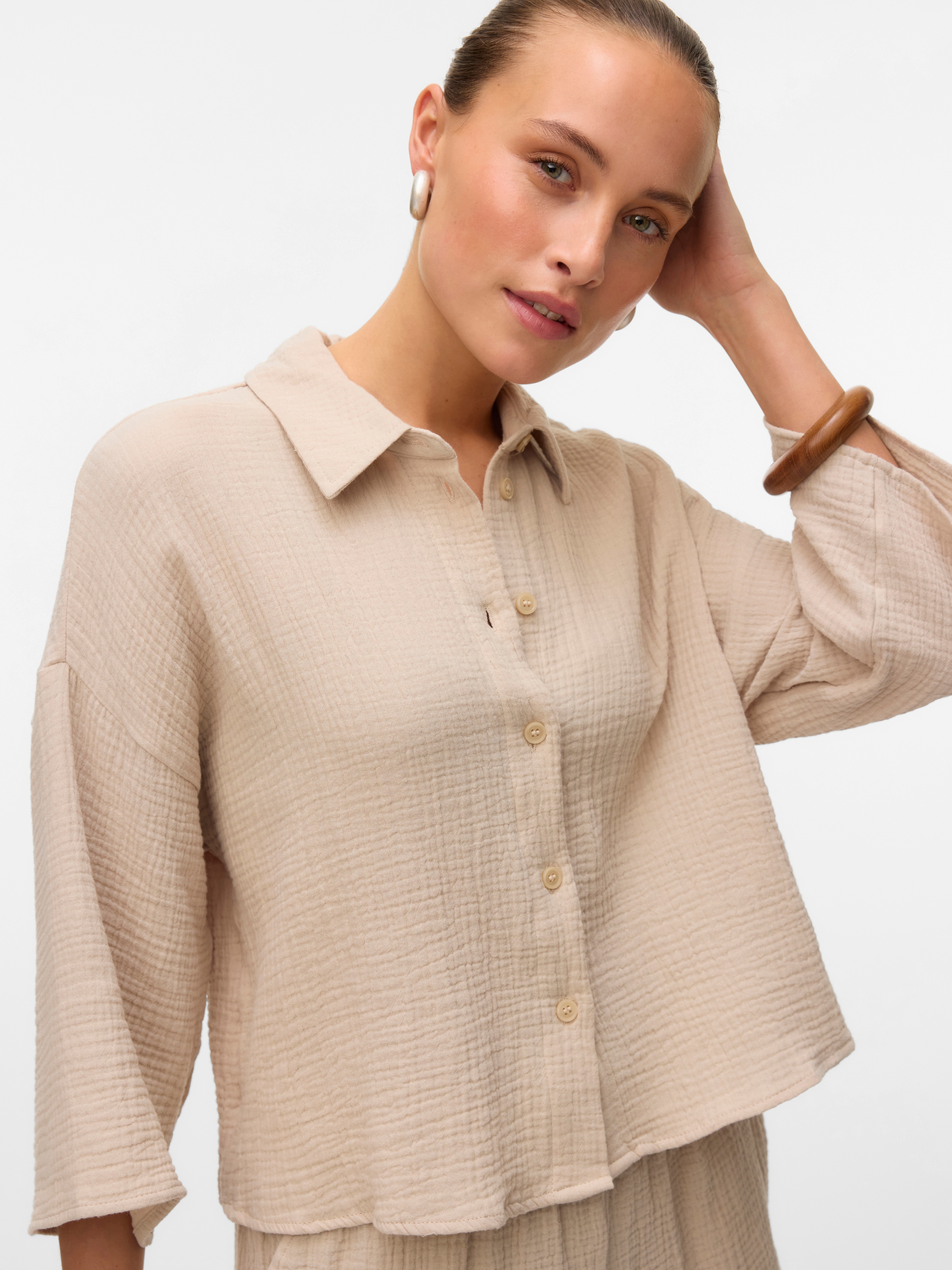 Vero Moda Hemdbluse »VMNATALI CROP SHIRT WVN NOOS« Baumwolle, loose fit