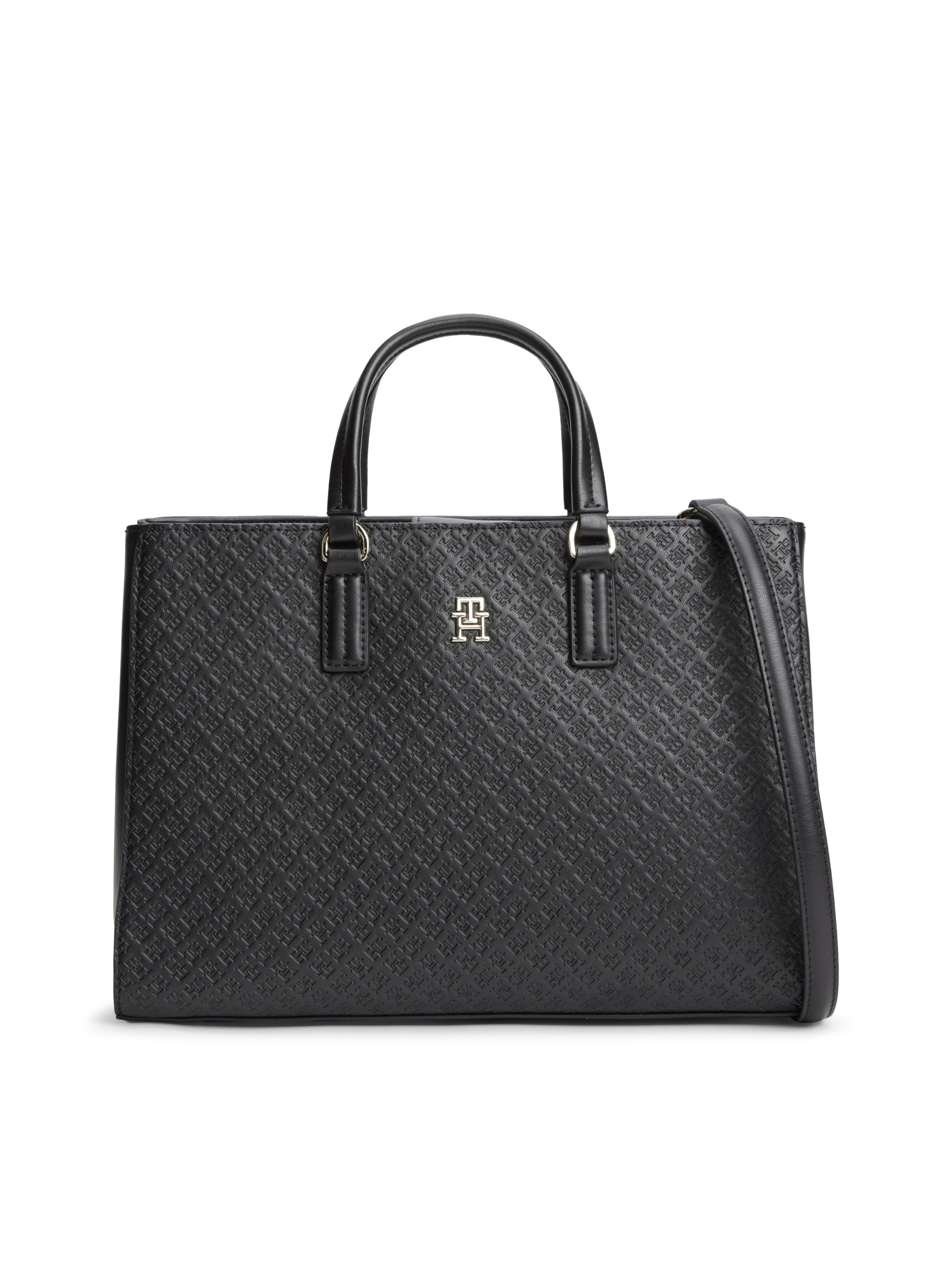 Tommy Hilfiger Henkeltasche »TH DAILY SATCHEL MONO« Damen Tragetasche, Handtasche mit Allover TH-Logoprägung