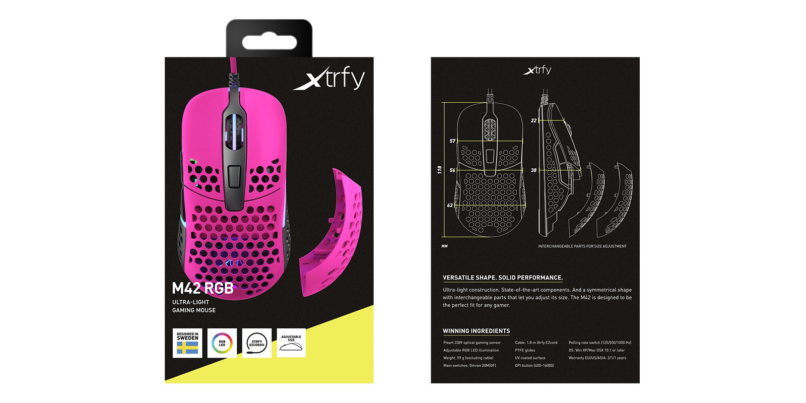 Cherry Xtrfy Gaming-Maus »M42 RGB«, kabelgebunden, ultraleichte Gaming-Maus
