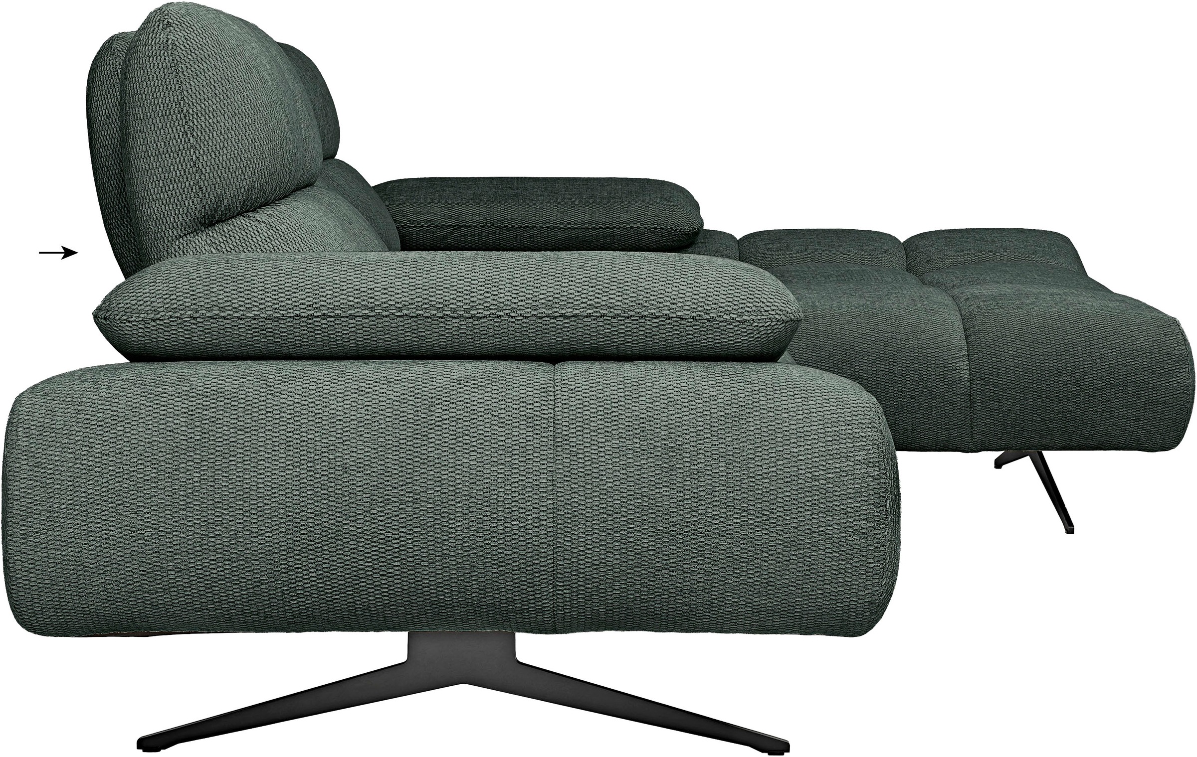 WERK2 Ecksofa »Prado-S Designer Sofa in L-Form mit Bubble-Optik, 285 cm breit« Sitztiefenverstellung an allen 3 Rückenelementen & Schwebe-Optik