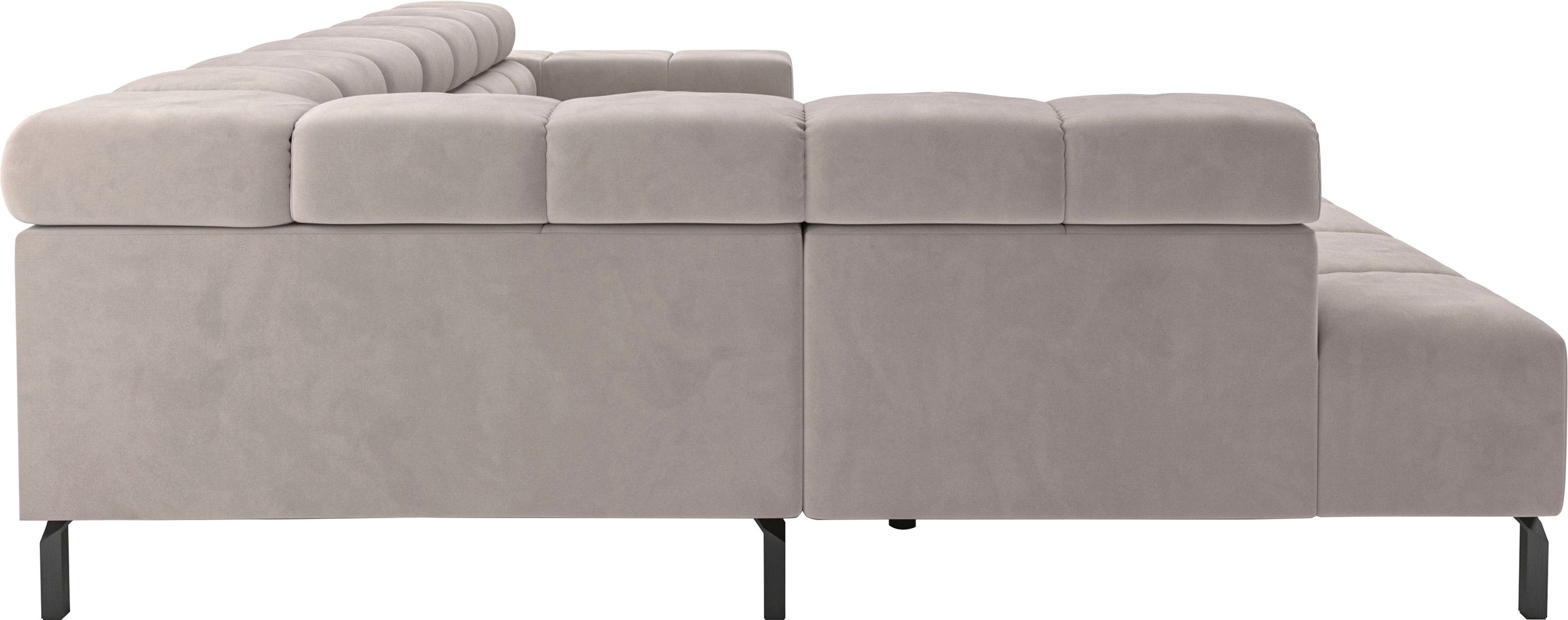 INOSIGN Ecksofa »Ancona New, wahlweise motorische Sitztiefenverstellung, auch in Cord«, feine Steppung, mit Kopfteilverstellung, 3 Zierkissen, L-Form
