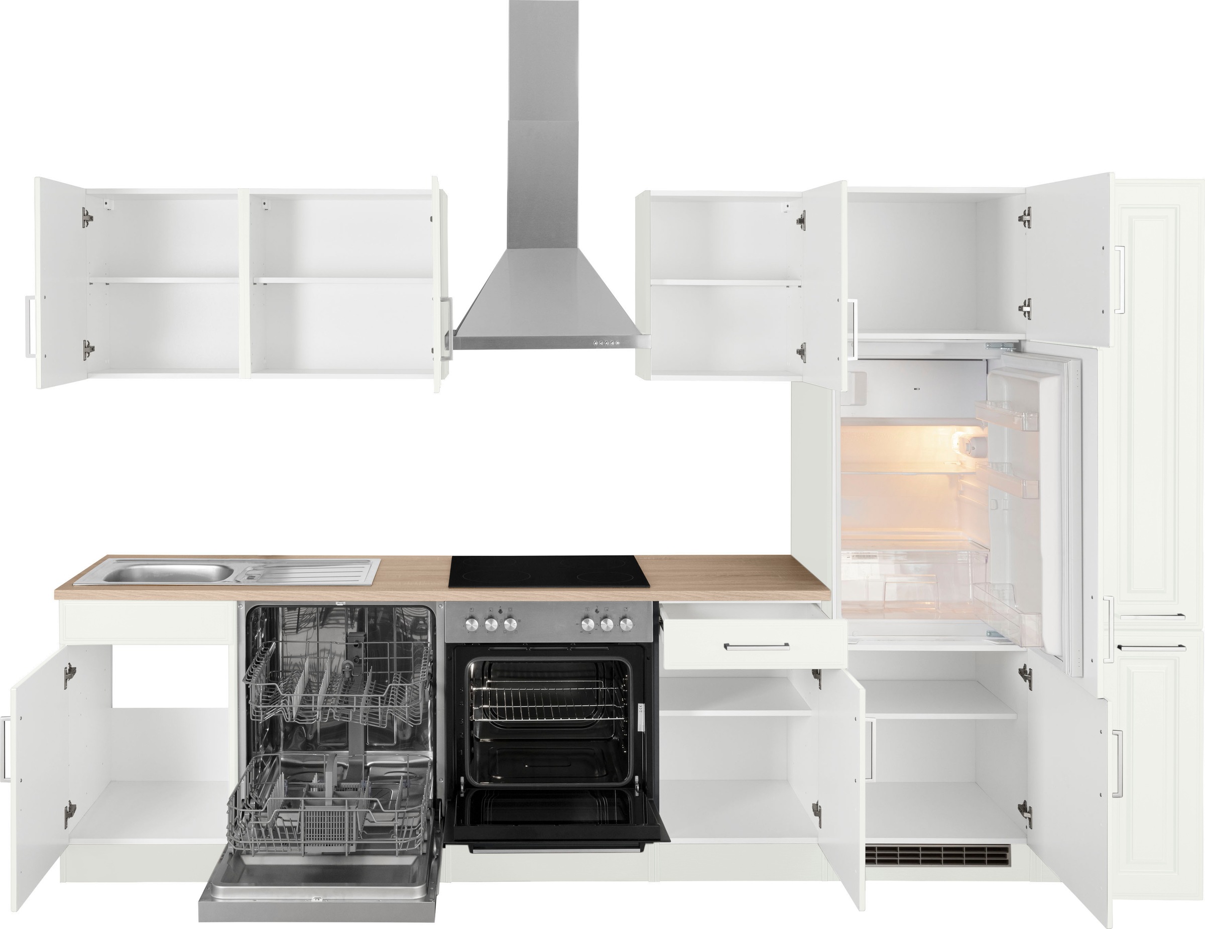HELD MÖBEL Küchenzeile »Stockholm«, Breite 310 cm, mit hochwertigen MDF Fro günstig online kaufen