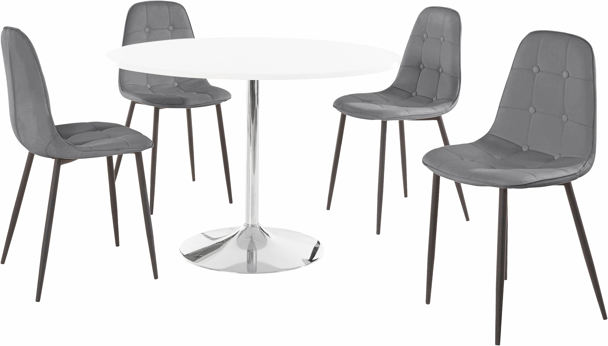 INOSIGN Essgruppe, tlg.), kaufen Tisch weiß im rundem Hochglanz (Set, Online-Shop in mit 5