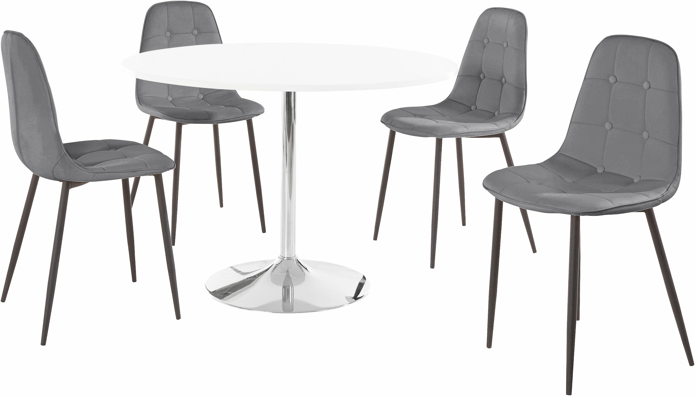 INOSIGN Essgruppe, (Set, 5 im Hochglanz Online-Shop mit Tisch rundem weiß in tlg.), kaufen