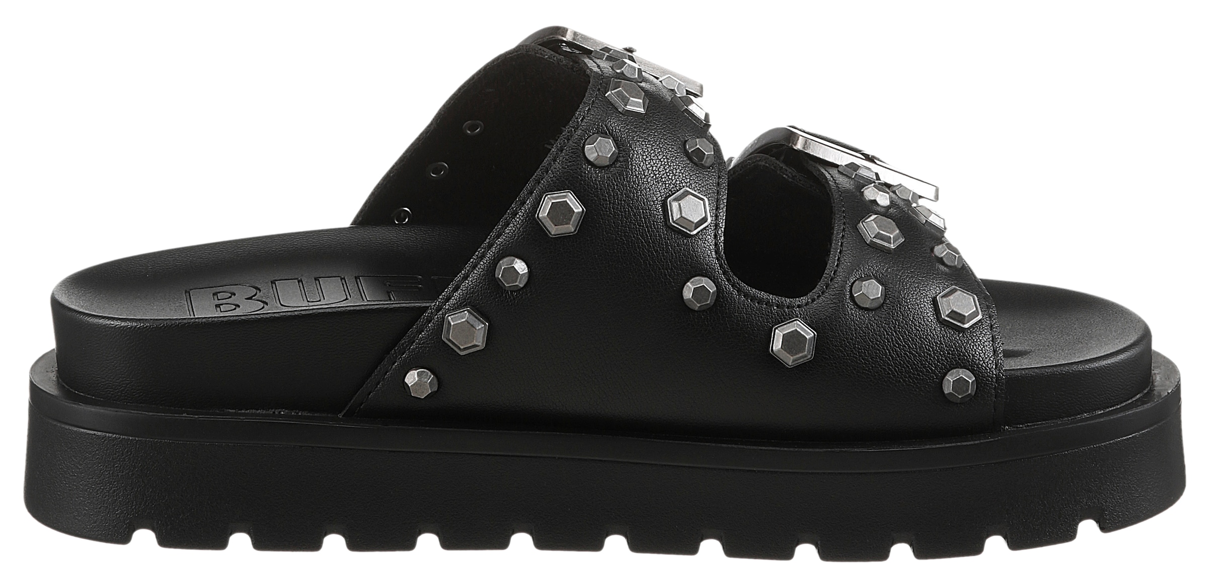 Buffalo Pantolette »RAYA ARI«, Sommerschuh, Schlappen, Strandschuh mit Nietenverzierung