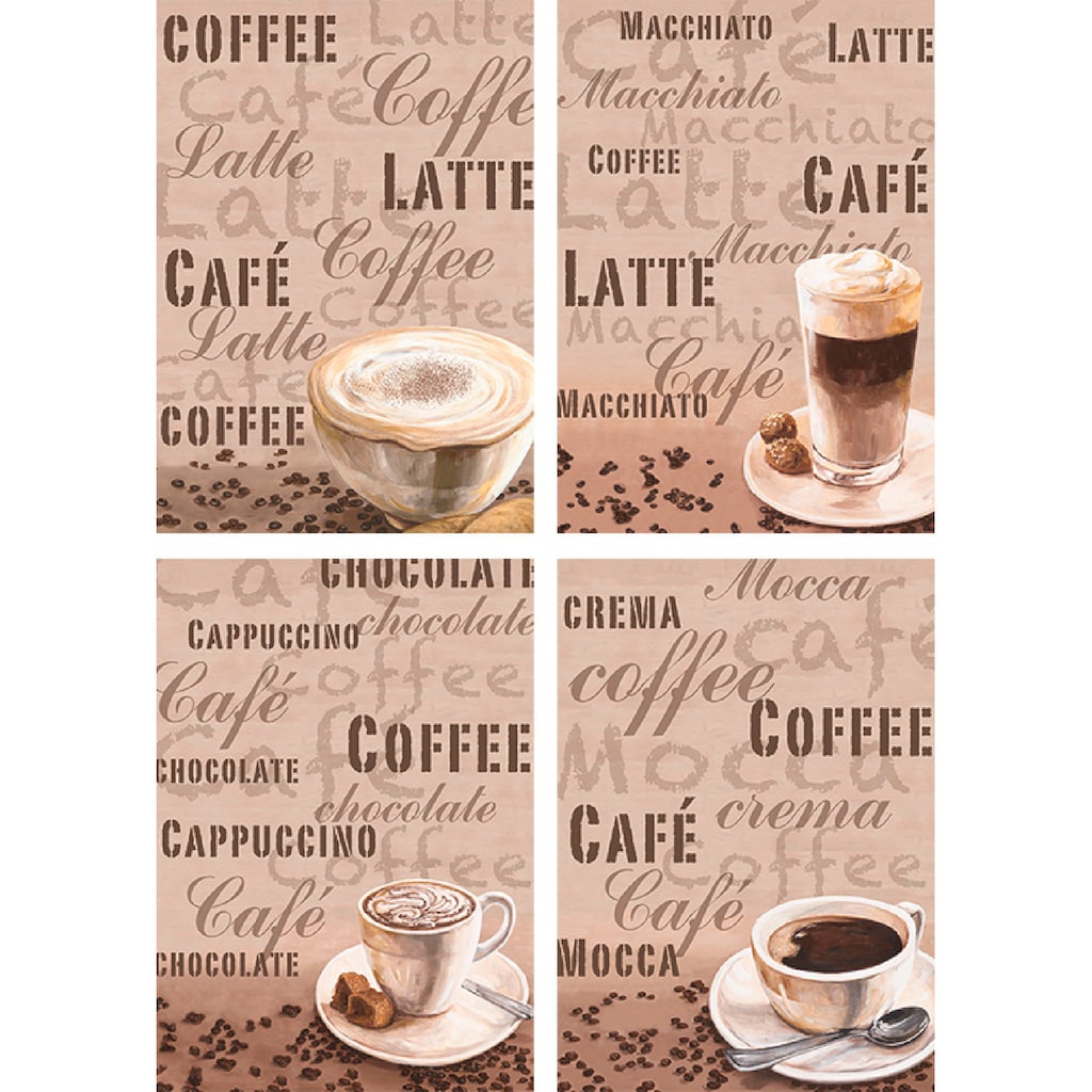 Artland Poster »Milchkaffee Latte MacchiatoChocolate«, Getränke, (4 St.)
