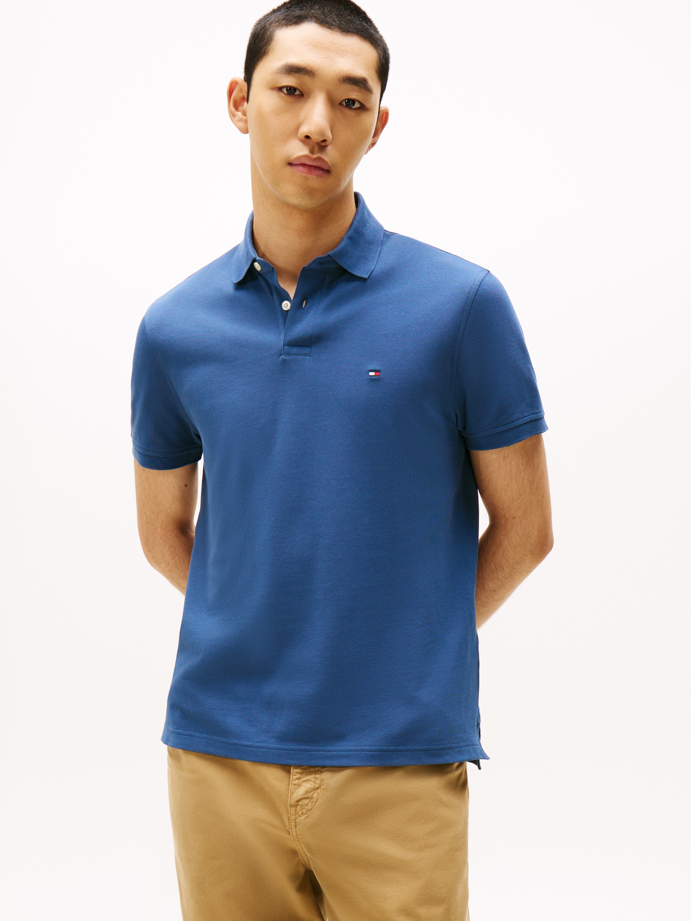 Tommy Hilfiger Poloshirt »1985 REGULAR POLO mit Kontraststreifen und Knopfleiste« unifarben, sportlich, regular fit, Baumwollmix, Polokragen