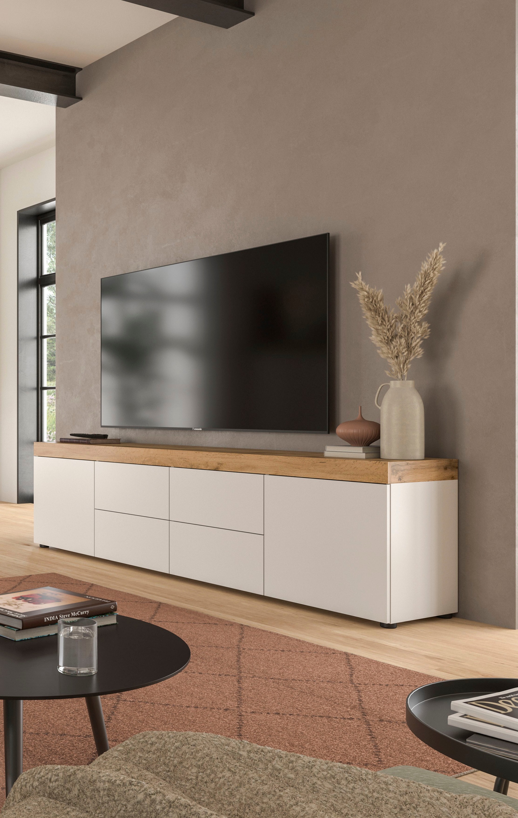 OTTO home Lowboard »MAMBO, Breite 200 cm, Höhe 54 cm« 1 Stk. tlg. Lowboard, TV Unterschrank, Tv-Schrank, Wohnzimmer