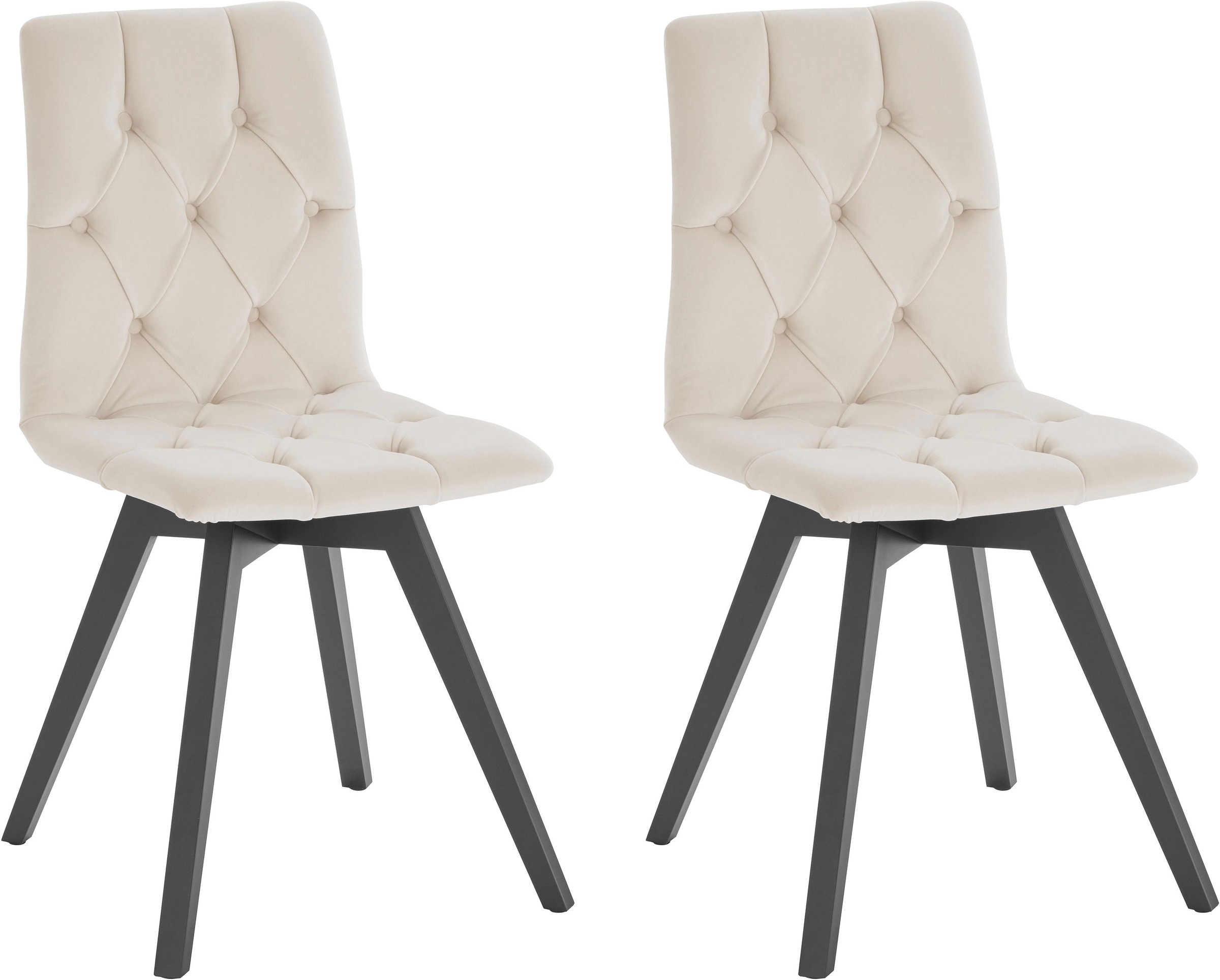 andas 4-Fußstuhl »Melania«, (Set), 2 St., Samtoptik, mit Knopfsteppung (2er günstig online kaufen