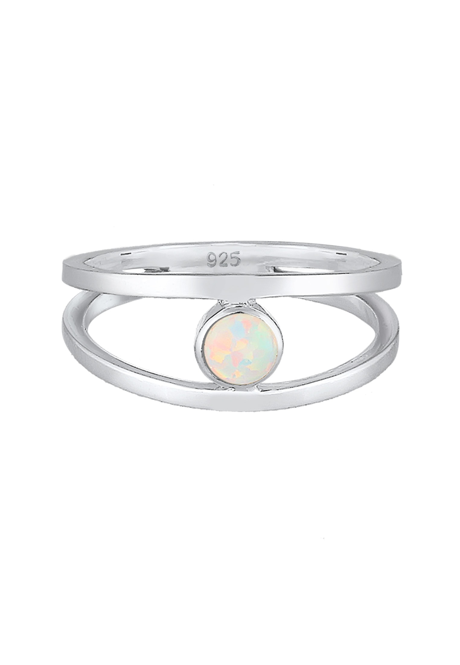 Elli Fingerring »Bandring Zweireihig Synthetischer Opal 925 Silber«